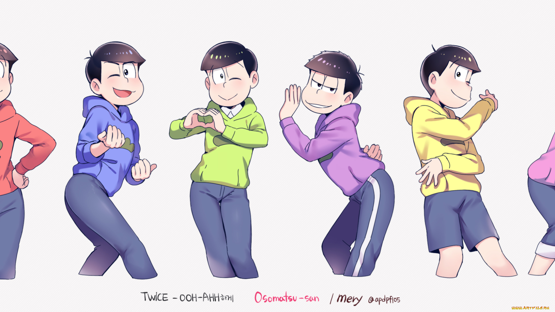 аниме, osomatsu-san, мальчики