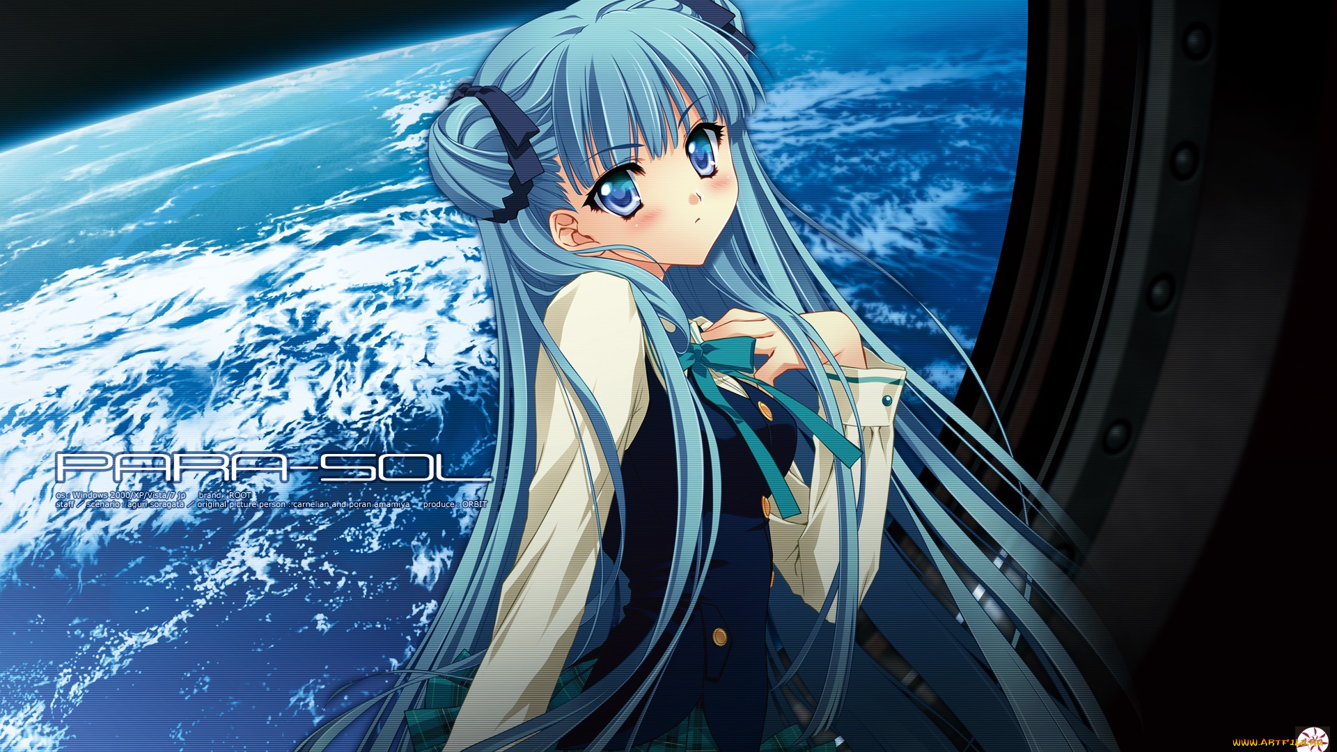 аниме, parasol, девушка, взгляд, фон