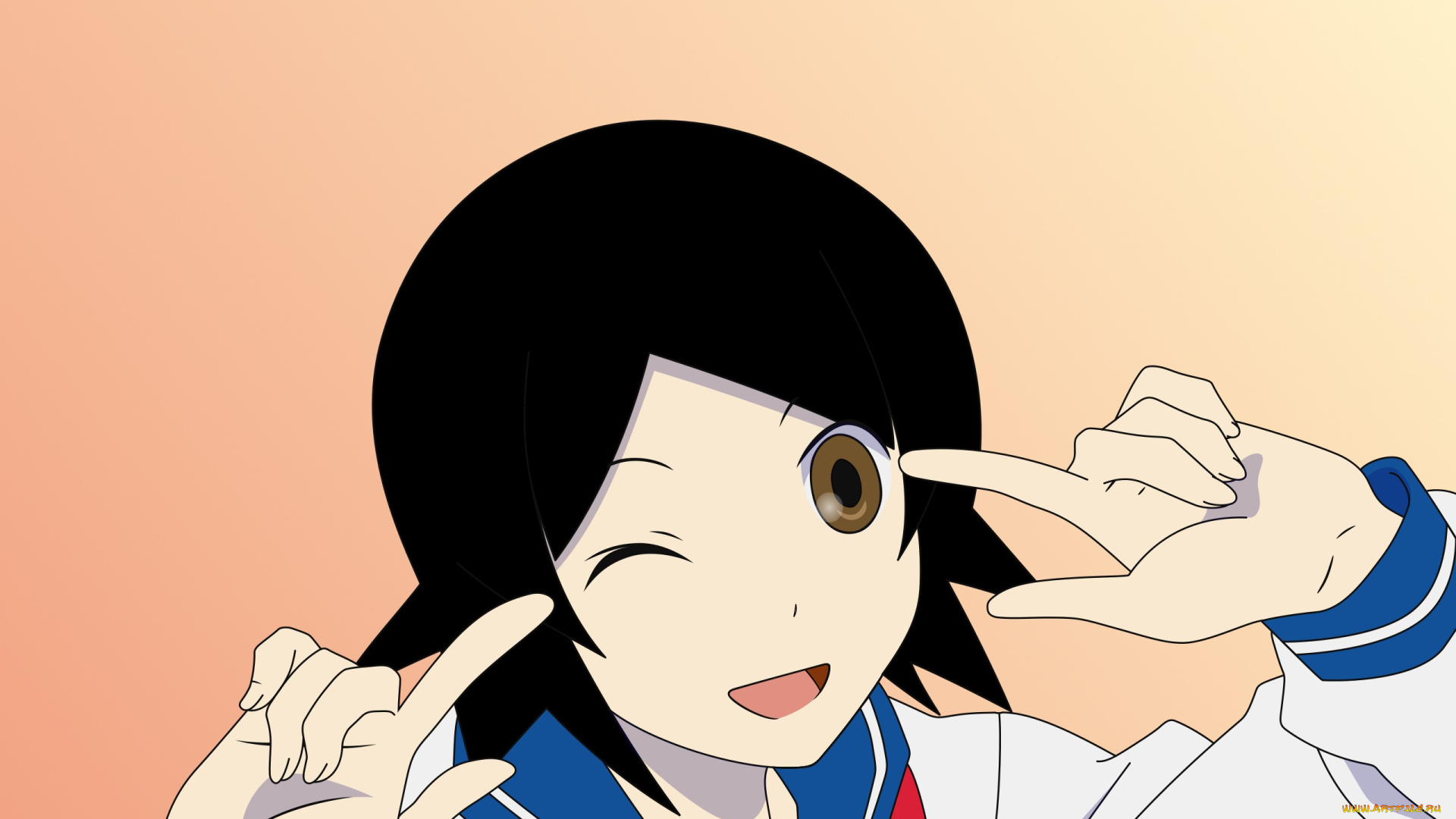 аниме, sayonara, zetsubo, sensei, девушка, взгляд, фон