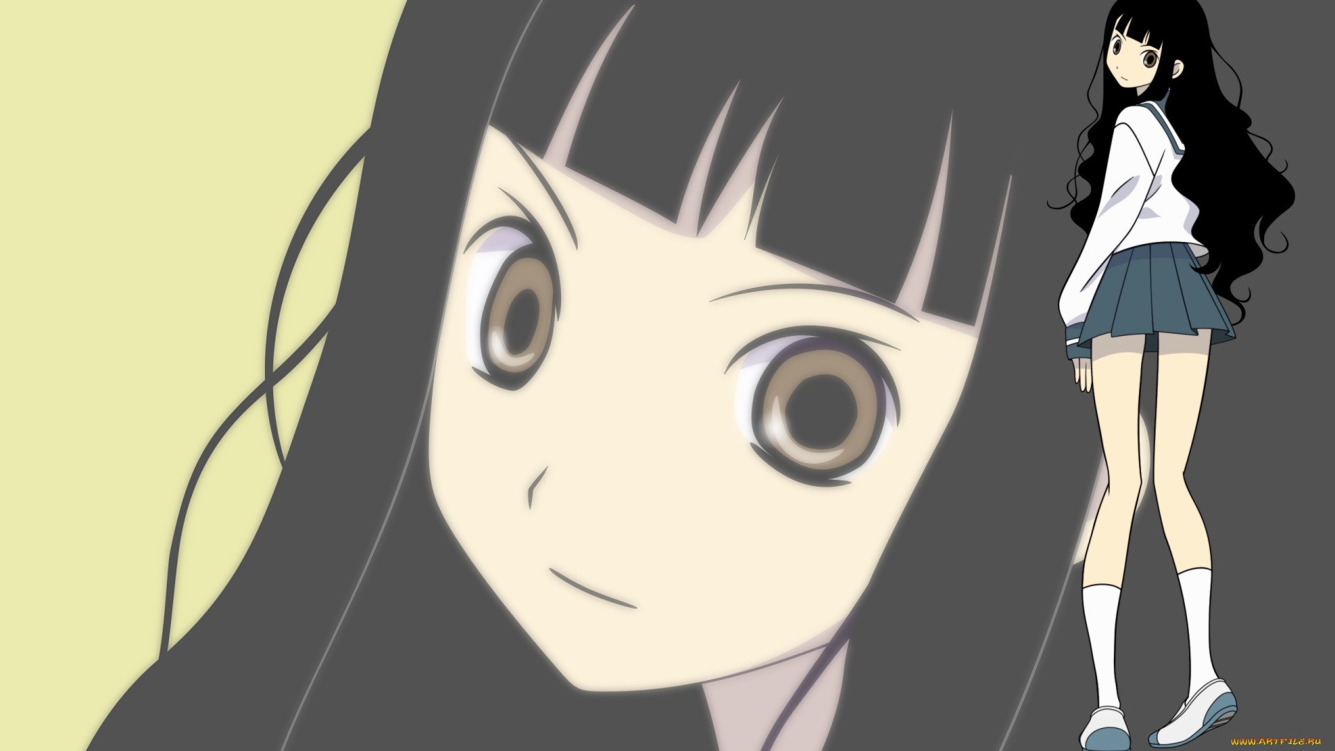 аниме, sayonara, zetsubo, sensei, девушка, взгляд, фон