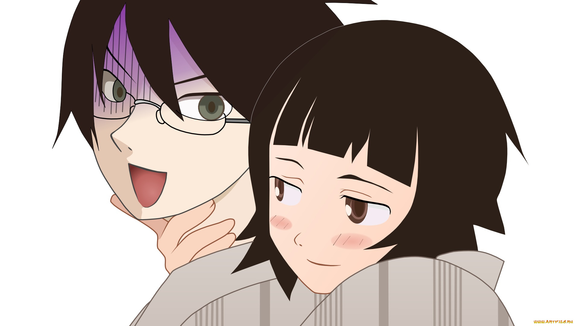 аниме, sayonara, zetsubo, sensei, девушки, фон, взгляд