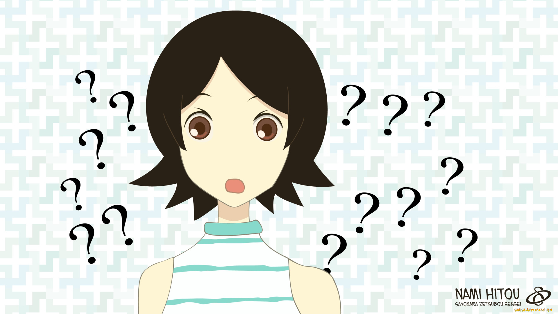 аниме, sayonara, zetsubo, sensei, взгляд, девушка, фон