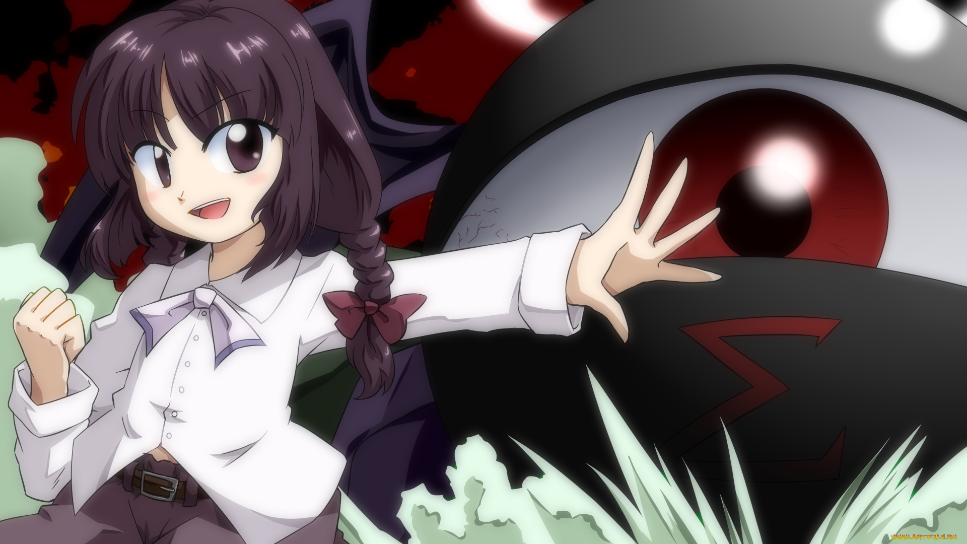 аниме, touhou, девушка, фон, взгляд