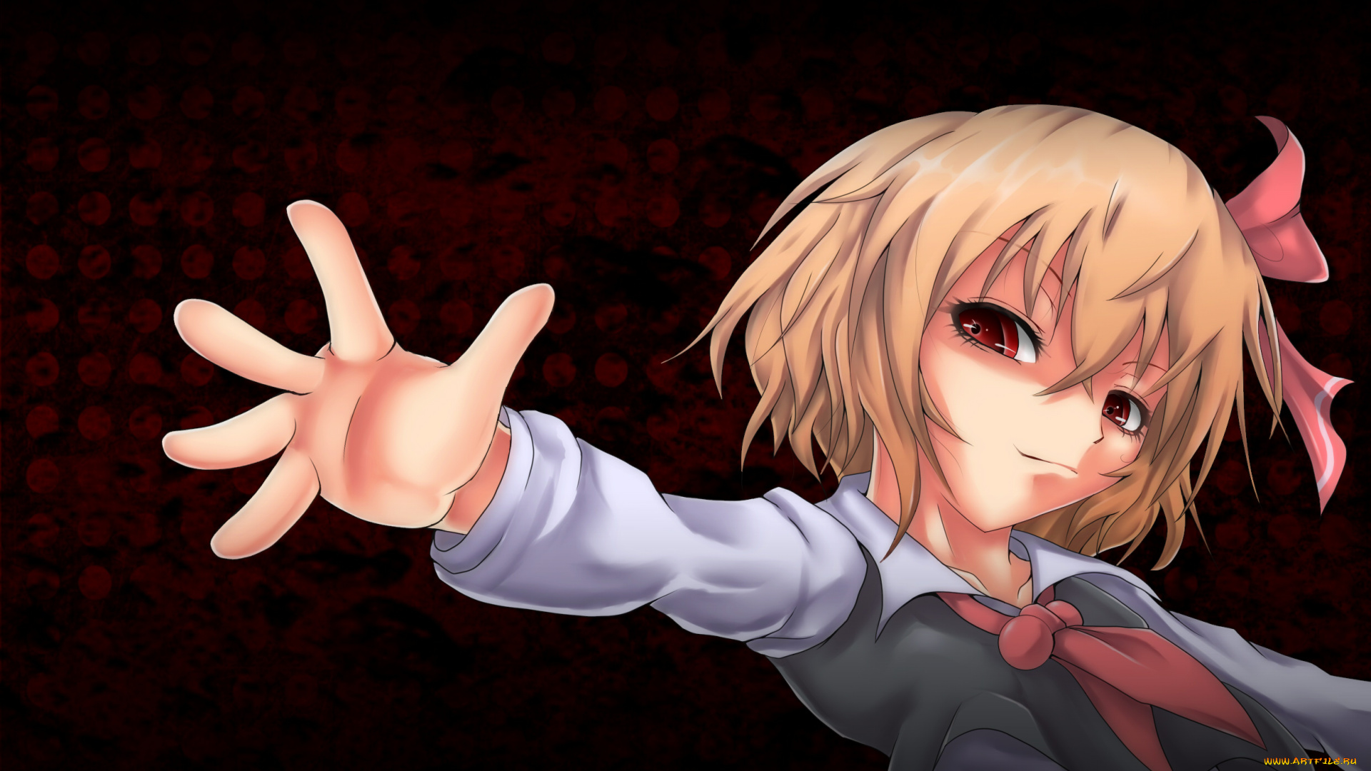 аниме, touhou, девушка, взгляд, фон