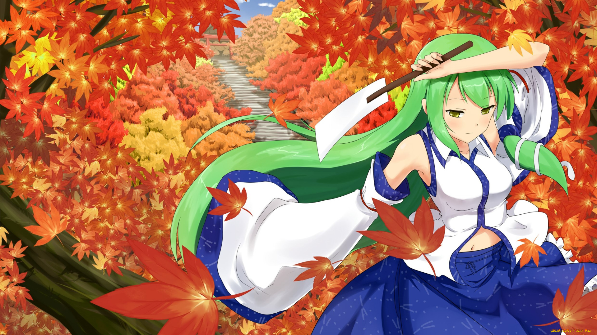 аниме, touhou, фон, взгляд, девушка