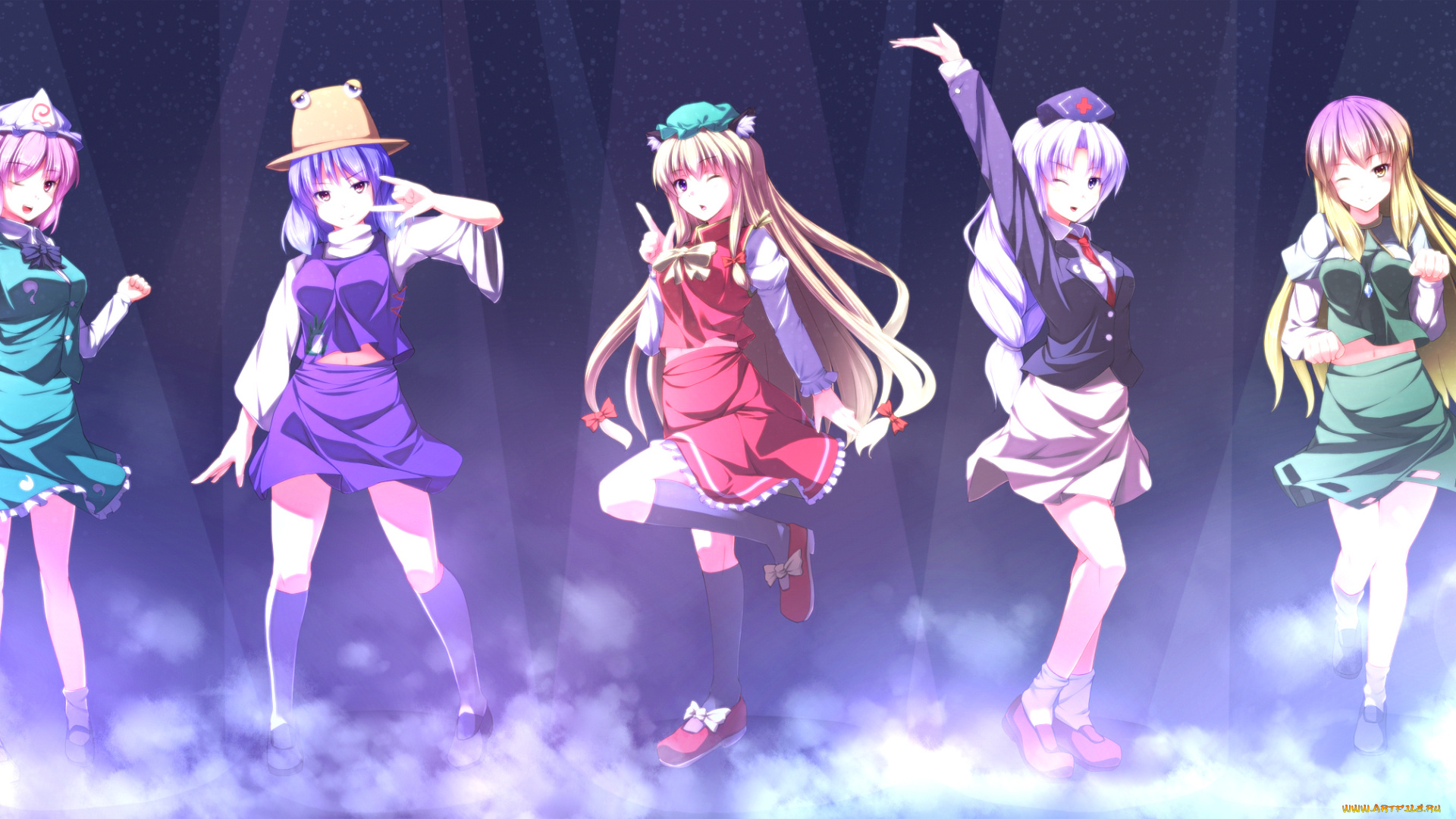 аниме, touhou, фон, взгляд, девушки