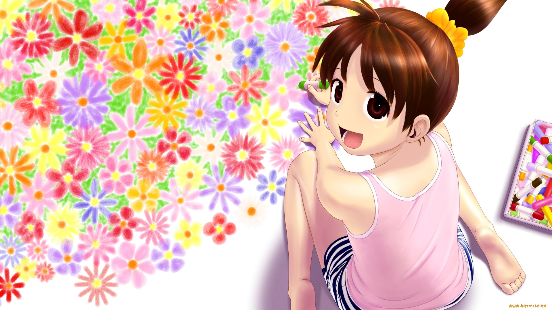 аниме, unknown, , другое, девушка, взгляд, фон