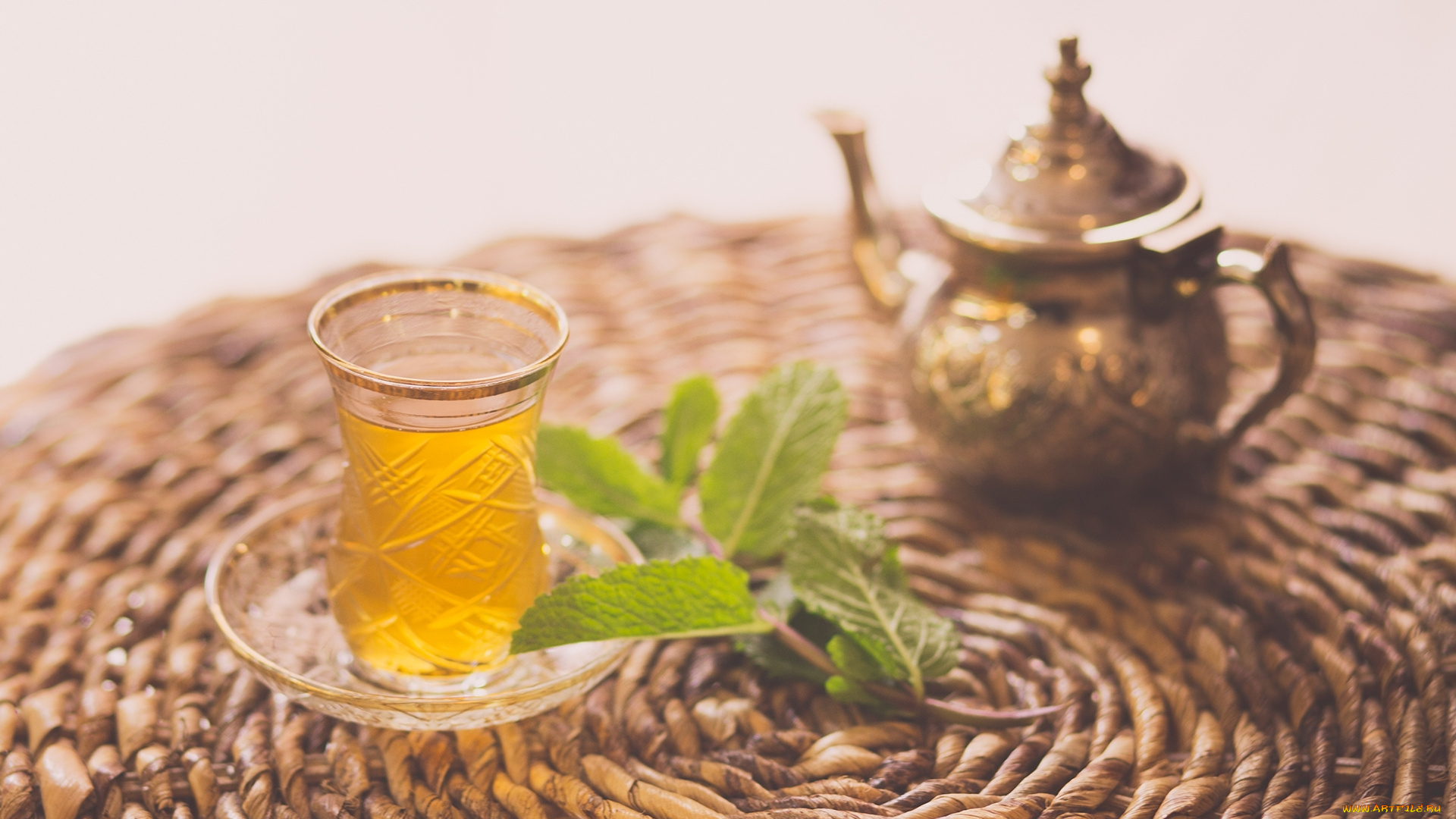 еда, напитки, , Чай, стакан, мята, заварник