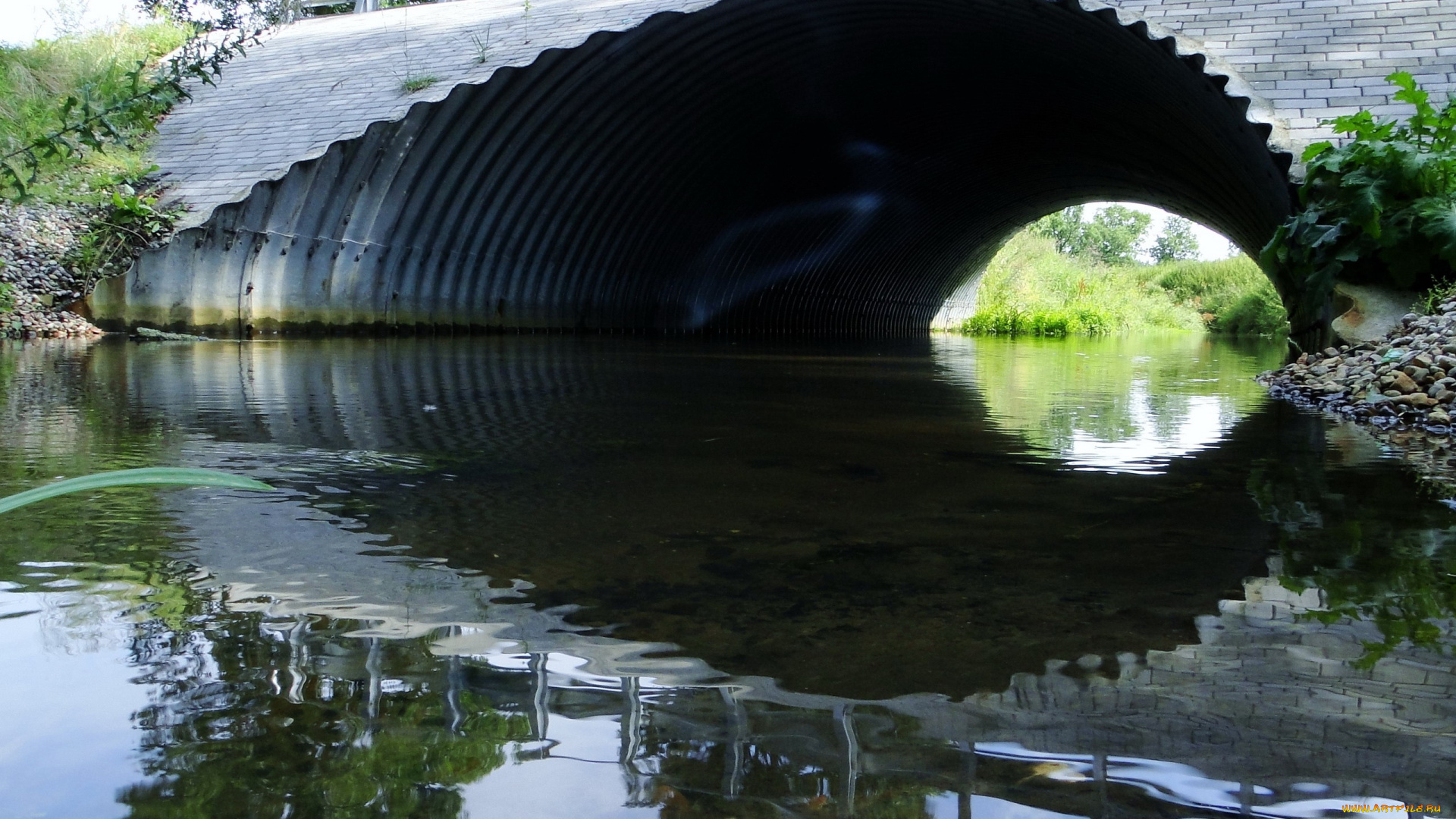 города, -, мосты, река, отражение