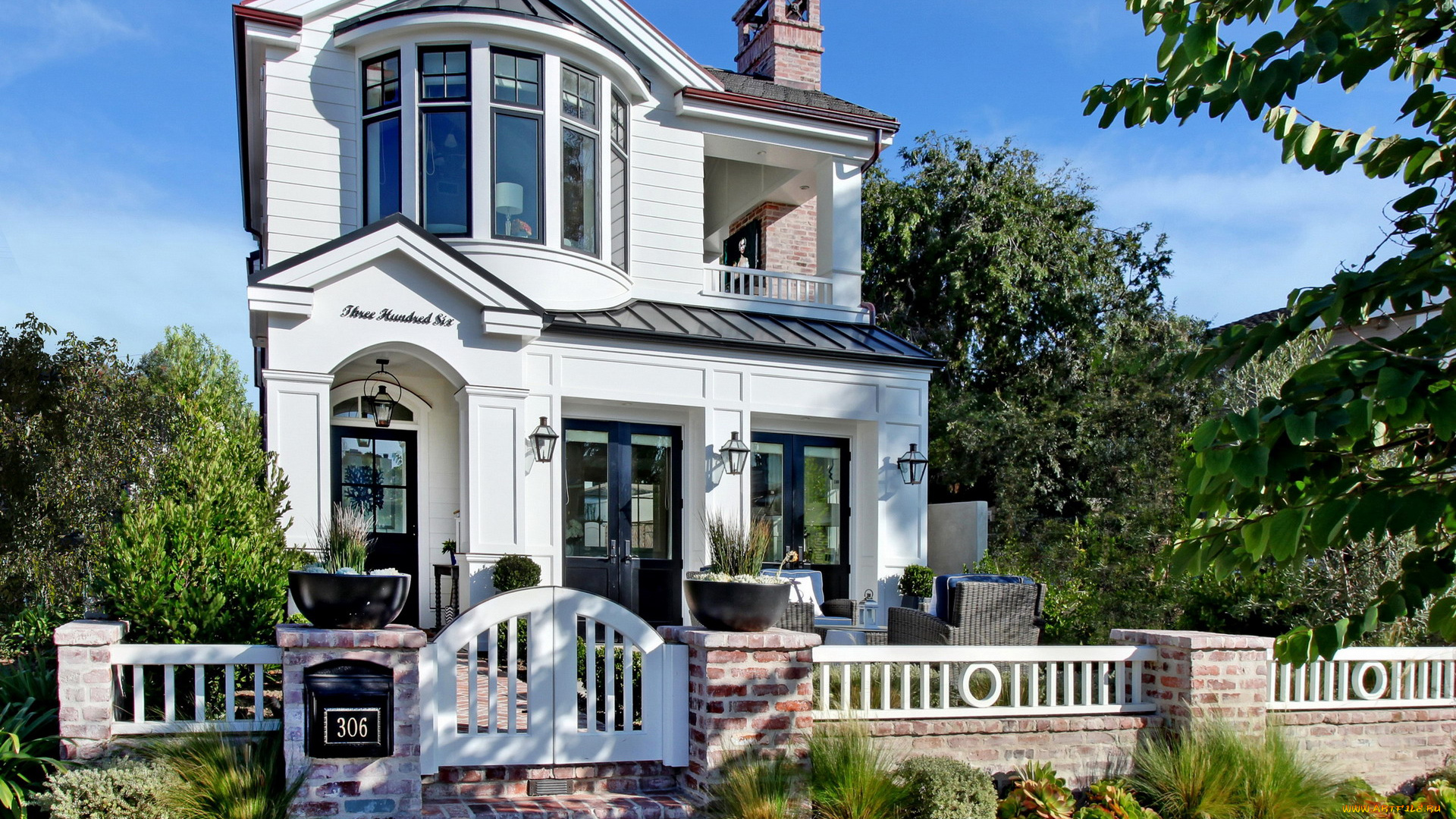 города, -, здания, , дома, забор, калитка, дом, двухэтажный