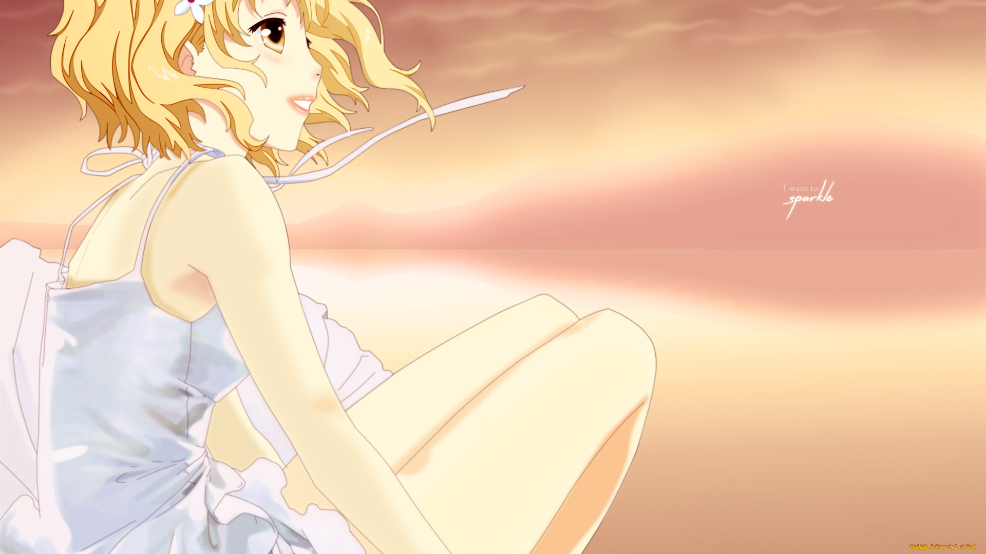 hana-saku, iroha, аниме, девушка, взгляд, фон