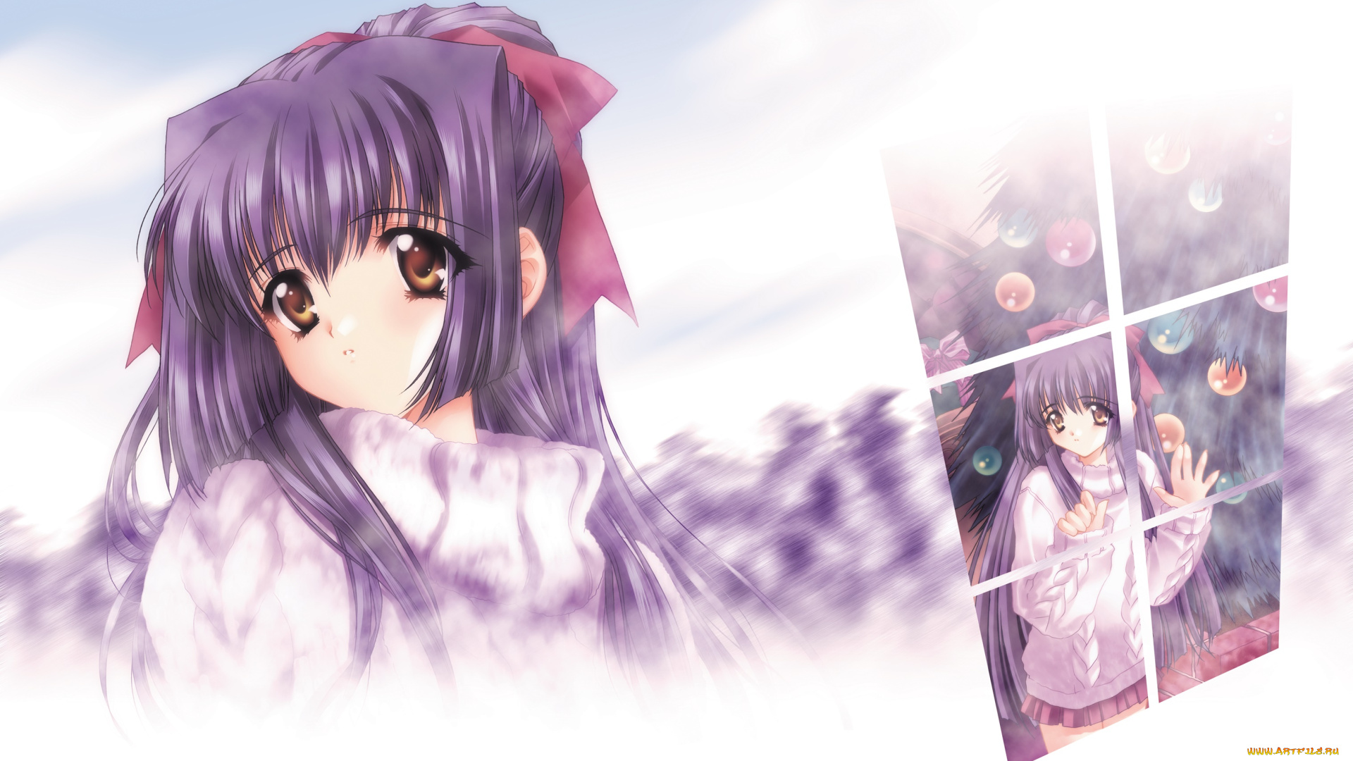 kao, no, nai, tsuki, аниме, moonlight, lady, девушка, взгляд, фон