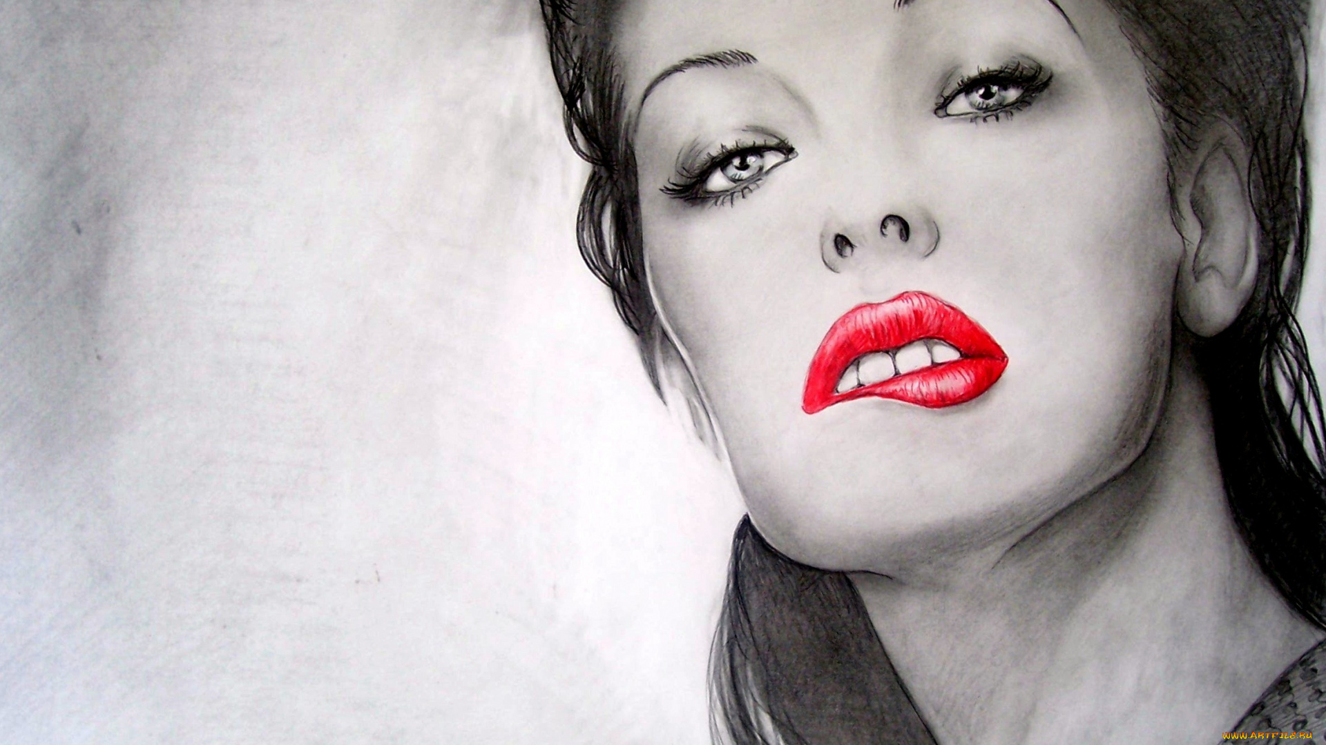 milla, jovovich, рисованное, люди, губы, взгляд, фон, девушка