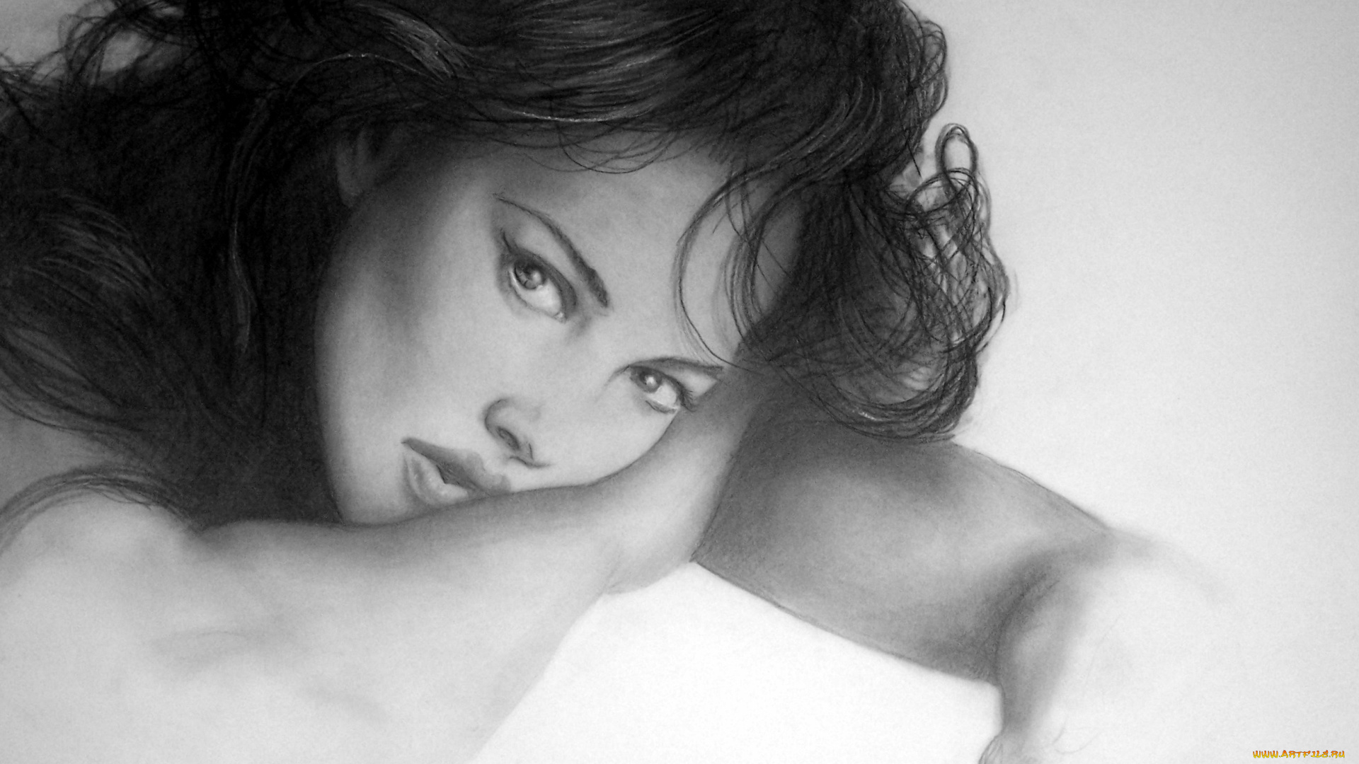 monica, bellucci, рисованное, люди, взгляд, фон, девушка