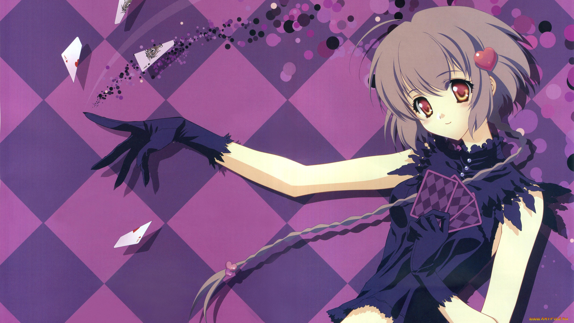 parasol, аниме, девушка, взгляд, фон