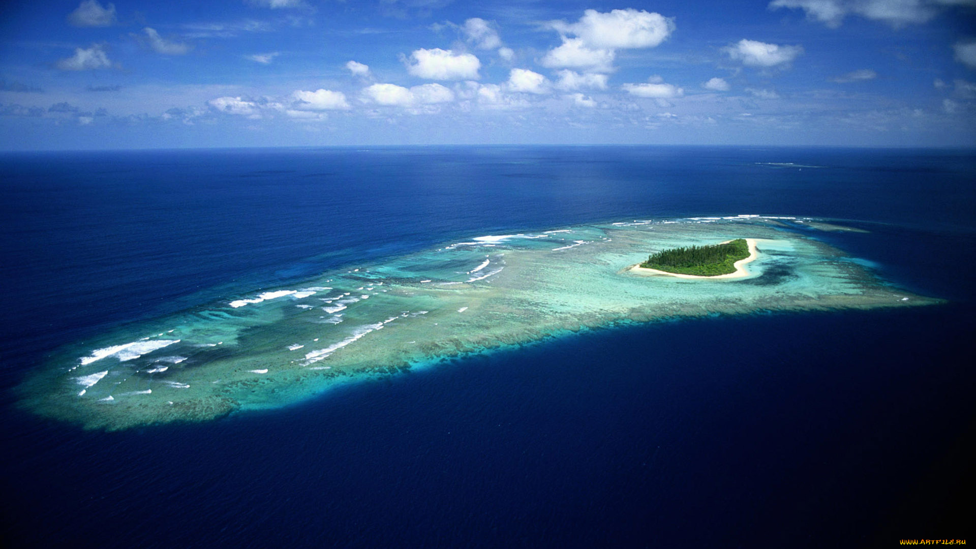 природа, тропики, облака, небо, море, остров