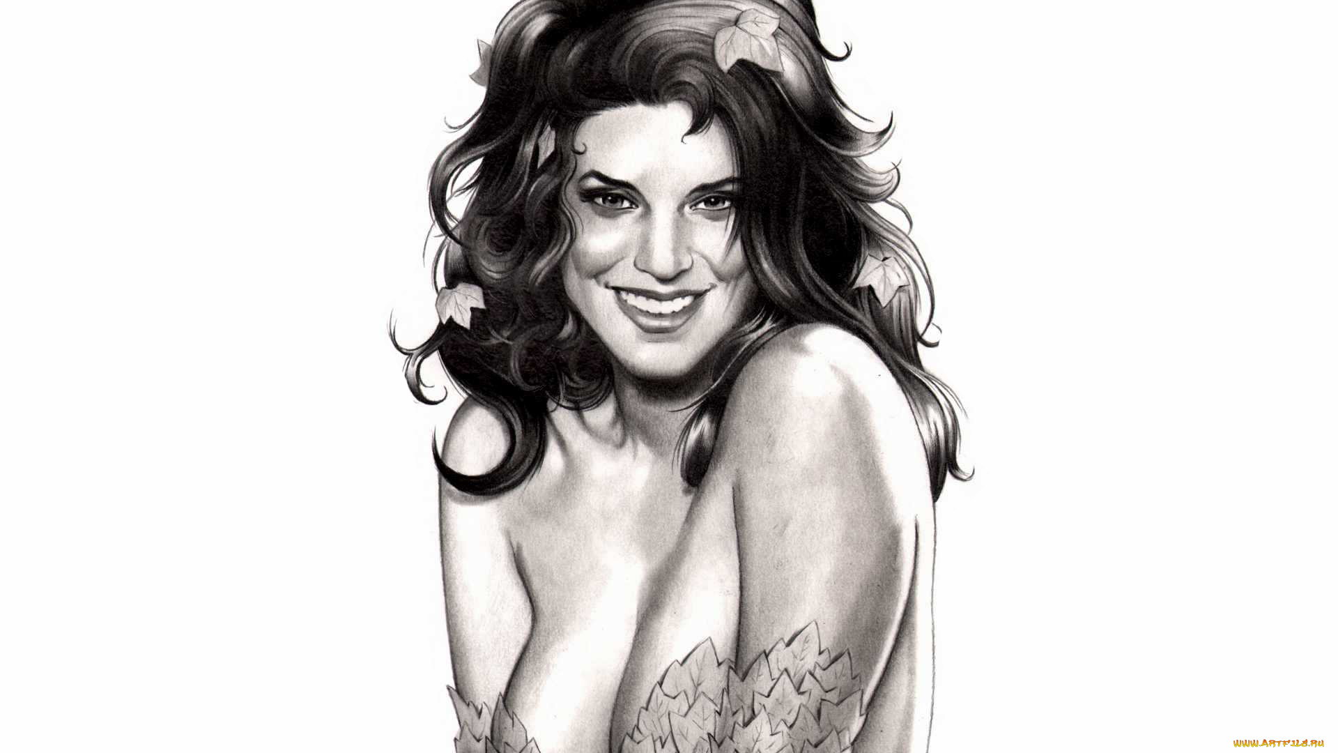 рисованное, комиксы, взгляд, фон, девушка, улыбка