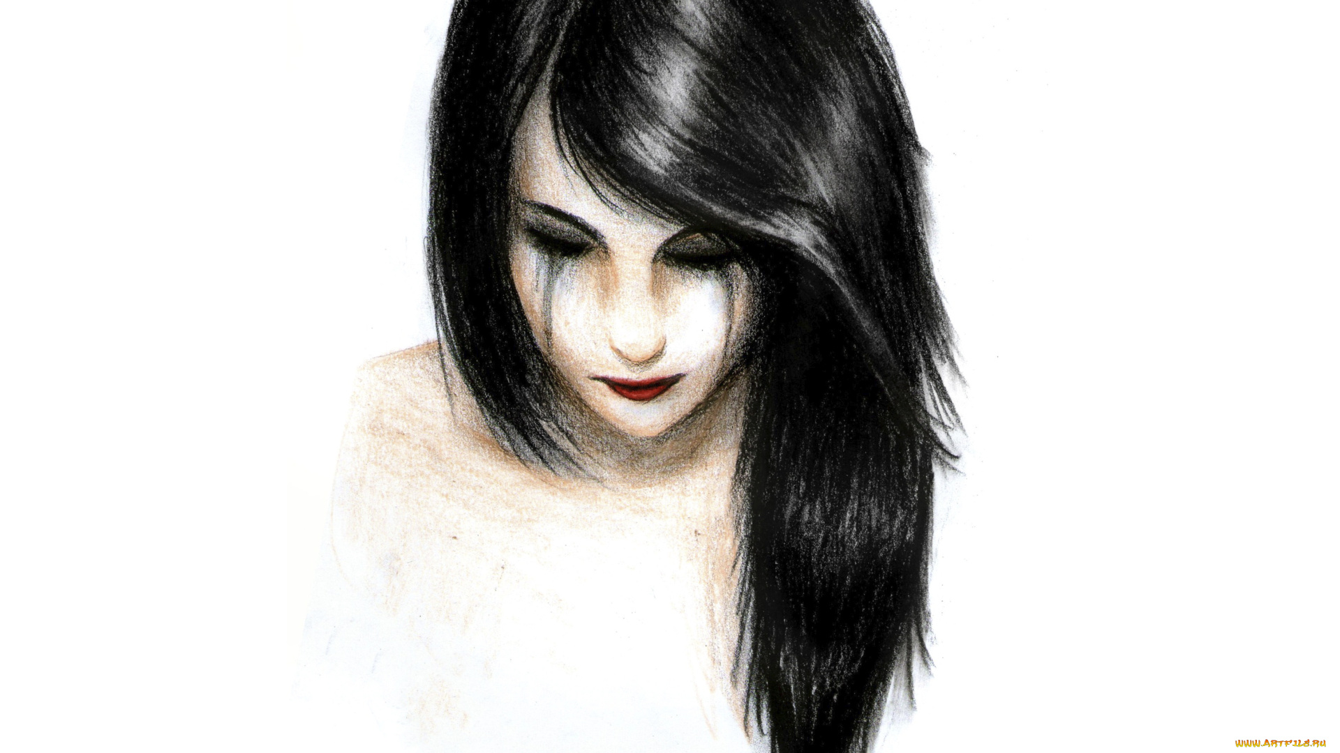 рисованное, люди, слеза, фон, девушка, волосы