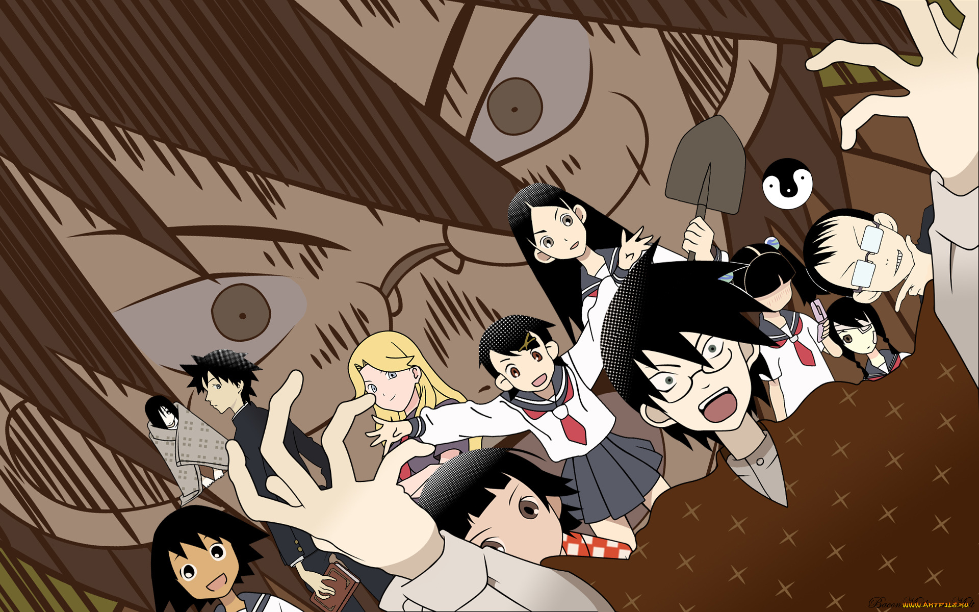 аниме, sayonara, zetsubo, sensei, фон, взгляд, девушки