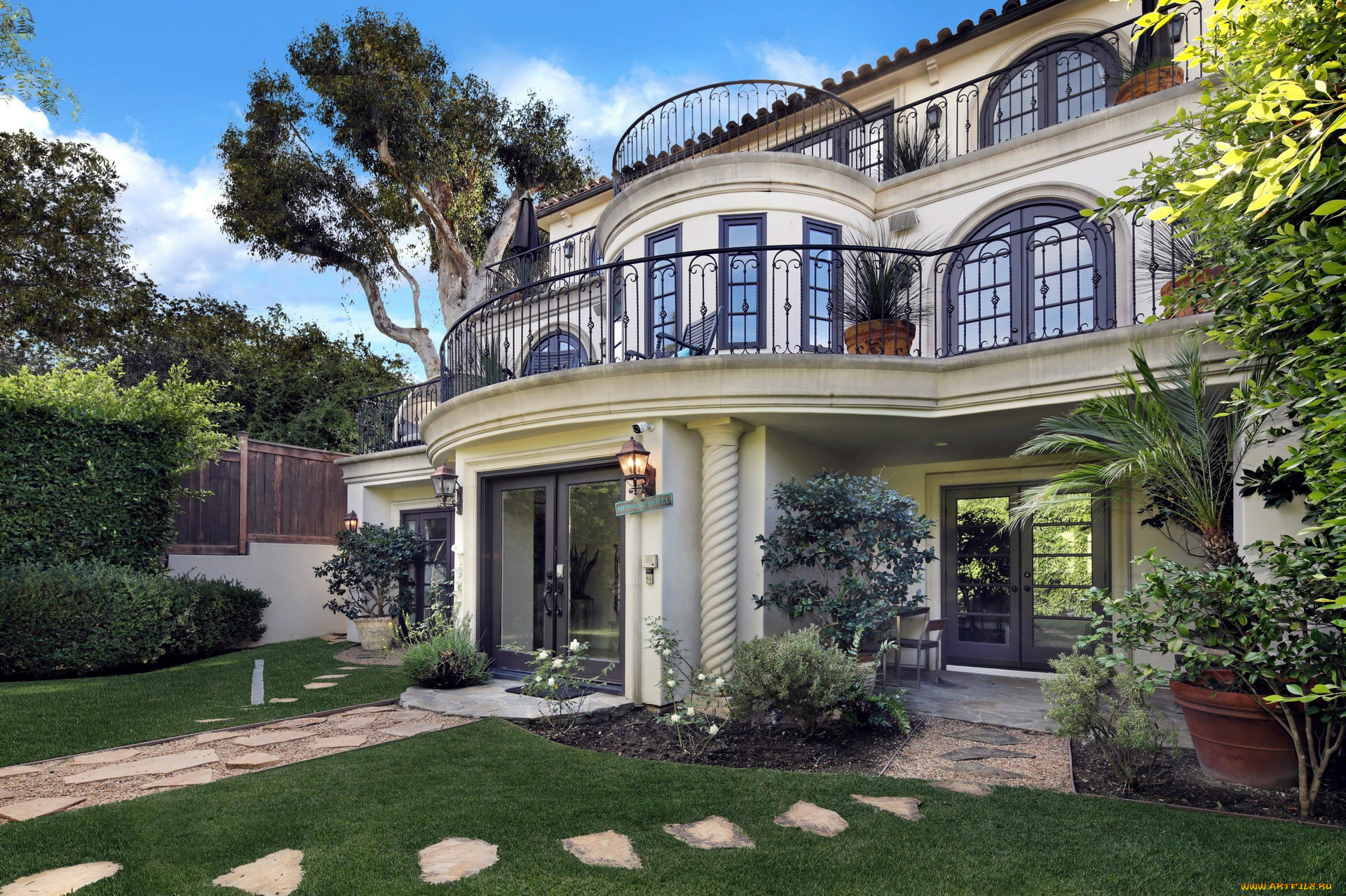 города, -, здания, , дома, терраса, балкон, деревья