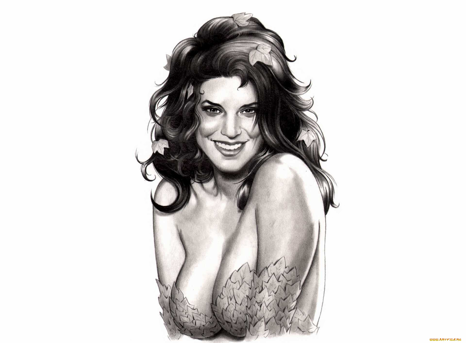 рисованное, комиксы, взгляд, фон, девушка, улыбка