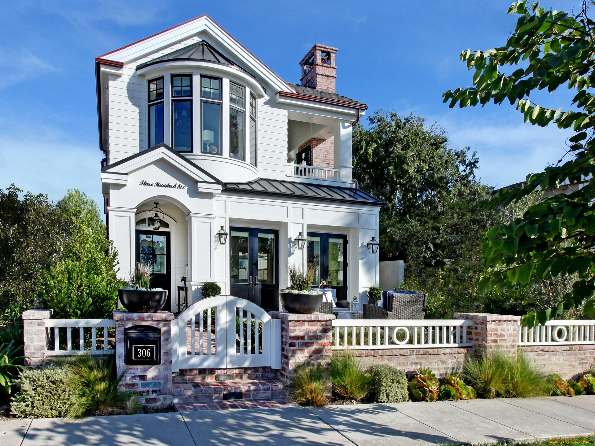 города, -, здания, , дома, забор, калитка, дом, двухэтажный