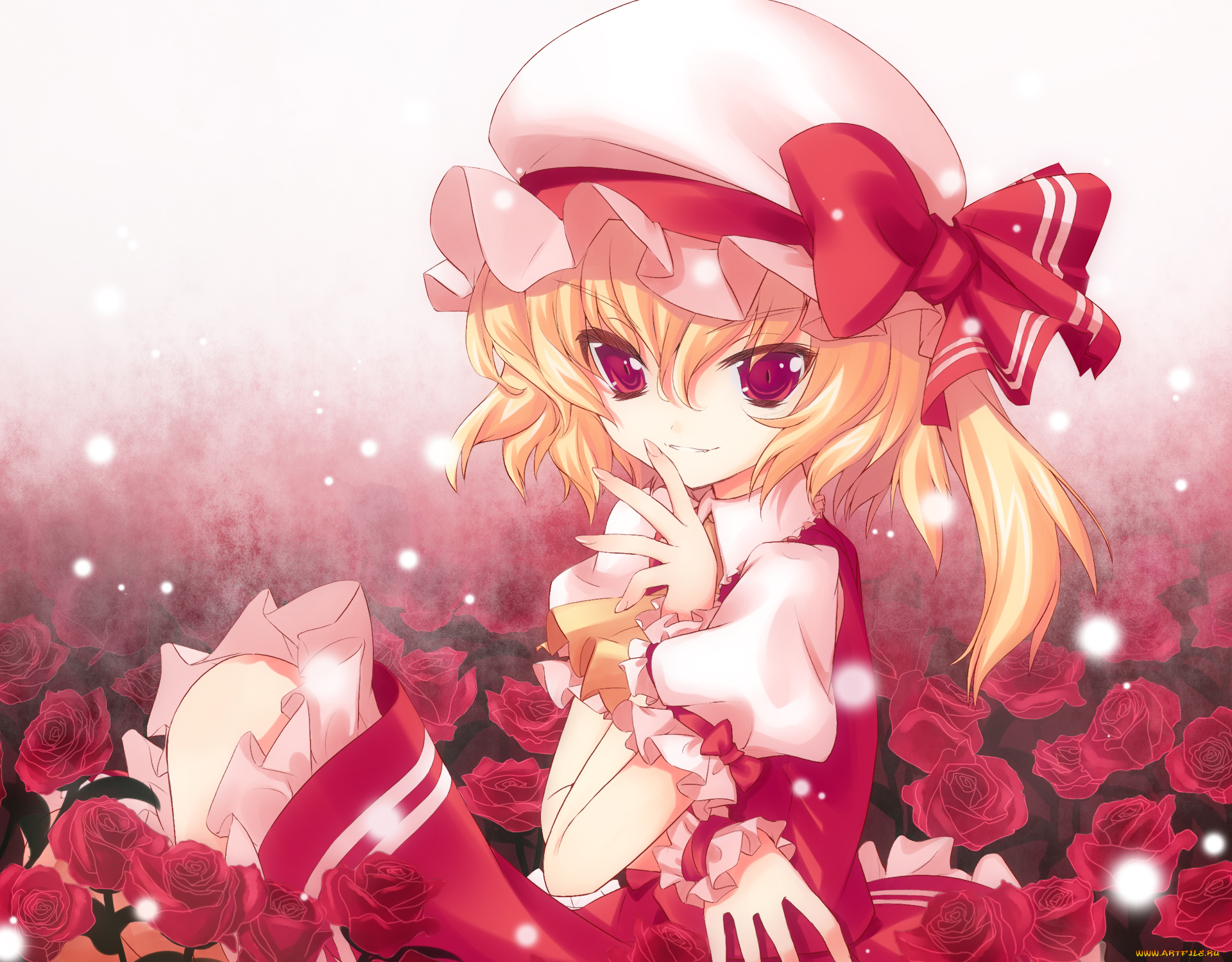 аниме, touhou, фон, взгляд, девушка