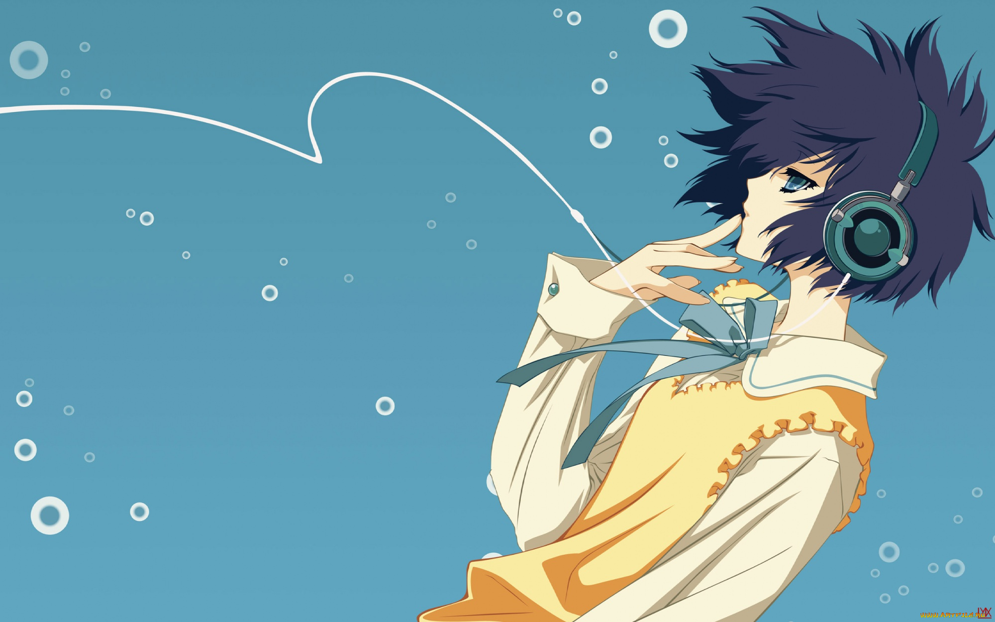 аниме, parasol, девушка, взгляд, фон