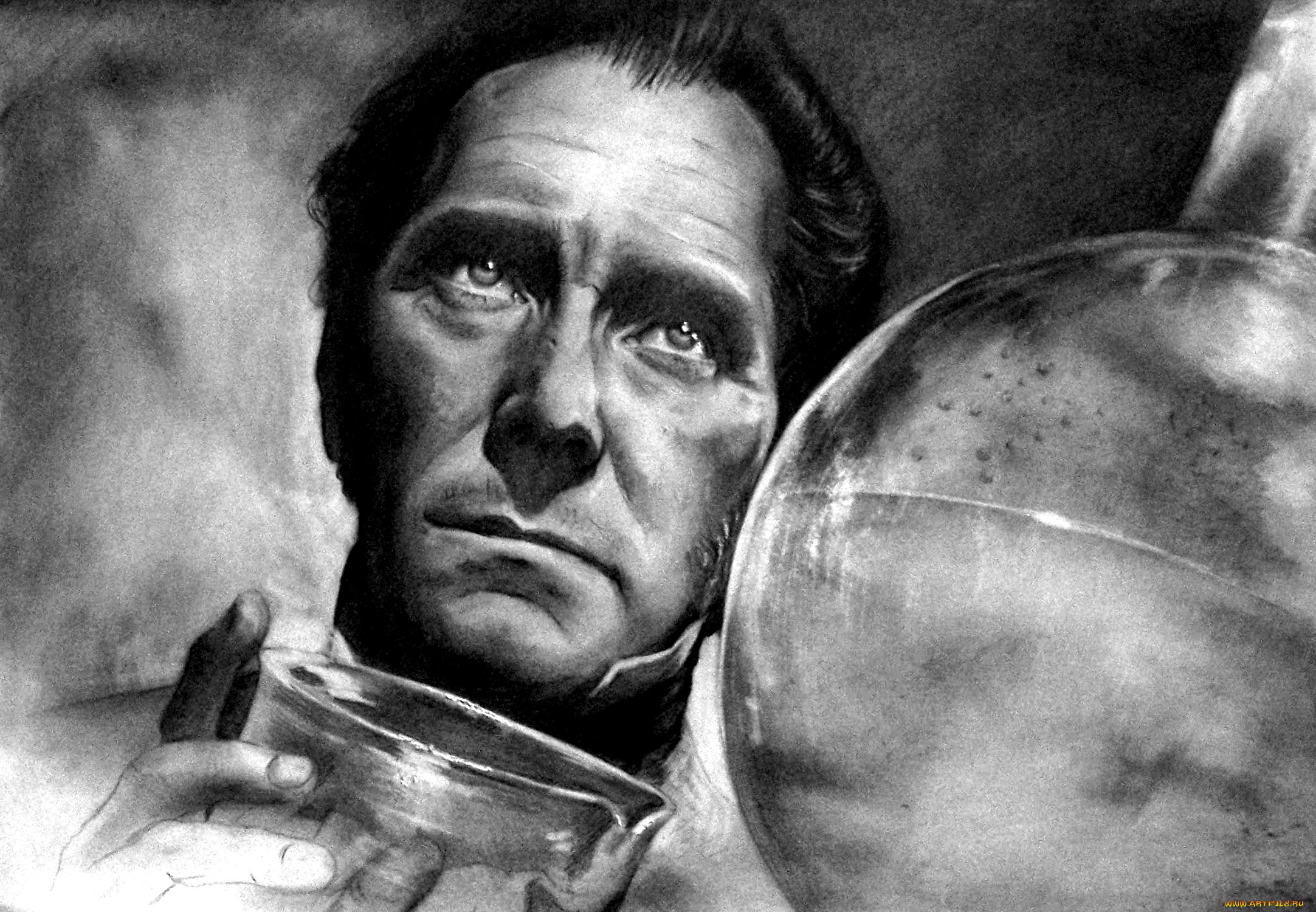 рисованное, кино, фон, мужчина, взгляд