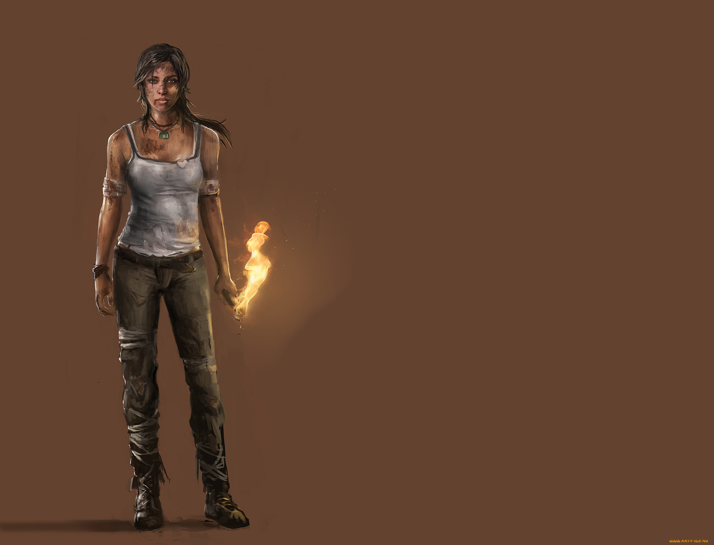 рисованное, комиксы, огонь, взгляд, фон, девушка