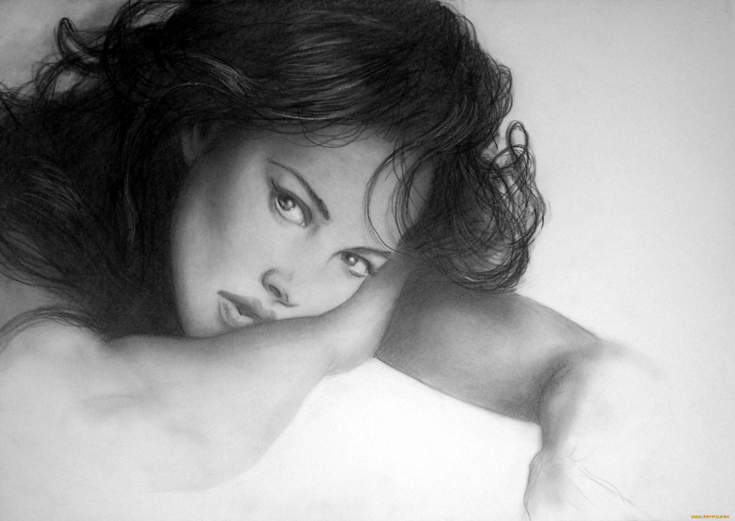 monica, bellucci, рисованное, люди, взгляд, фон, девушка