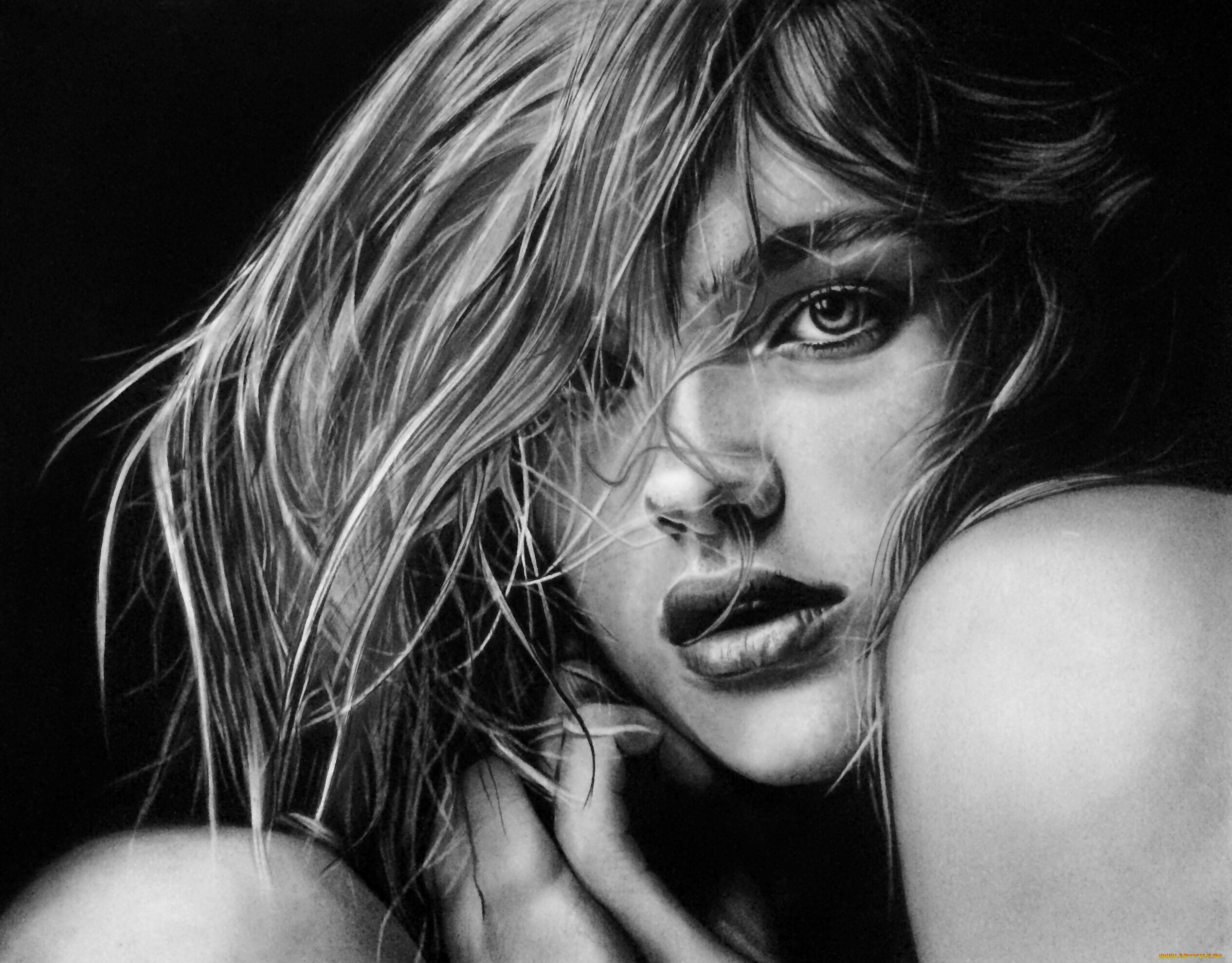 natalia, vodianova, рисованное, люди, модель, портрет, взгляд, фон, девушка