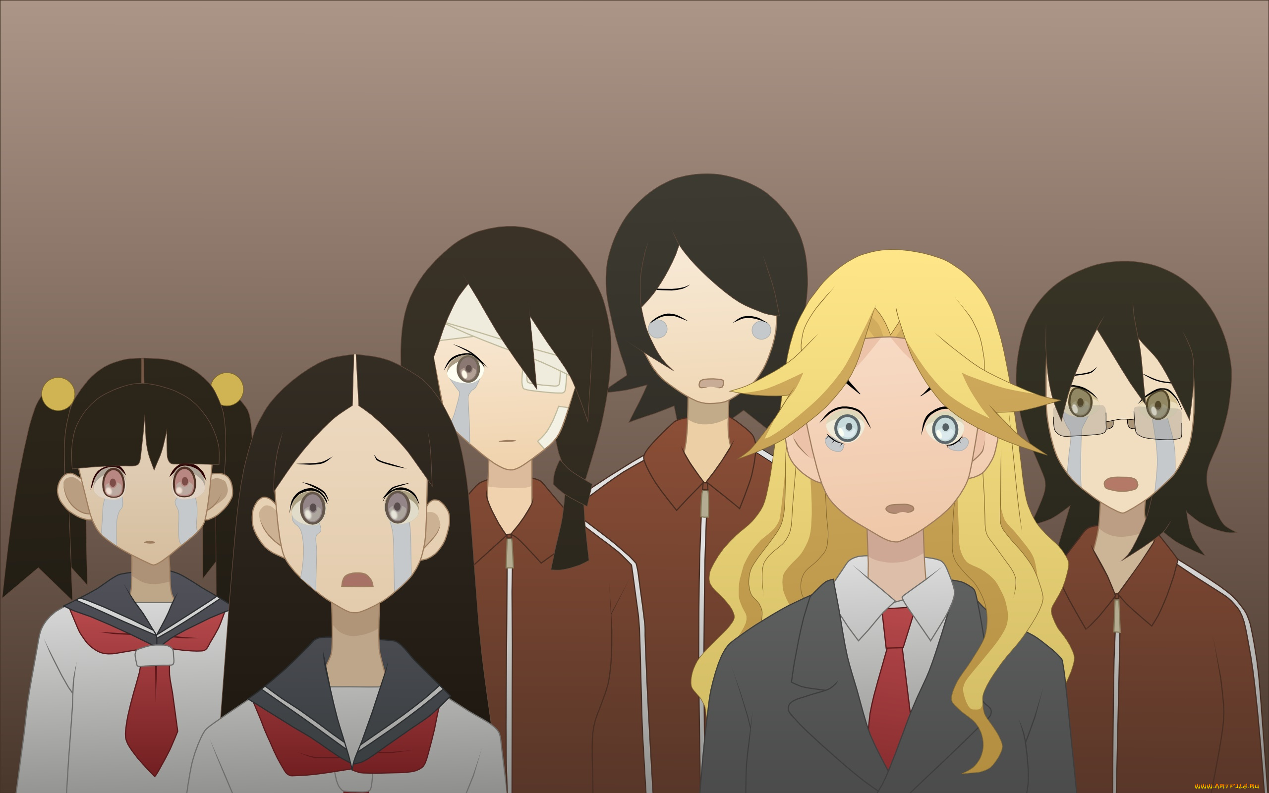 аниме, sayonara, zetsubo, sensei, фон, взгляд, девушки