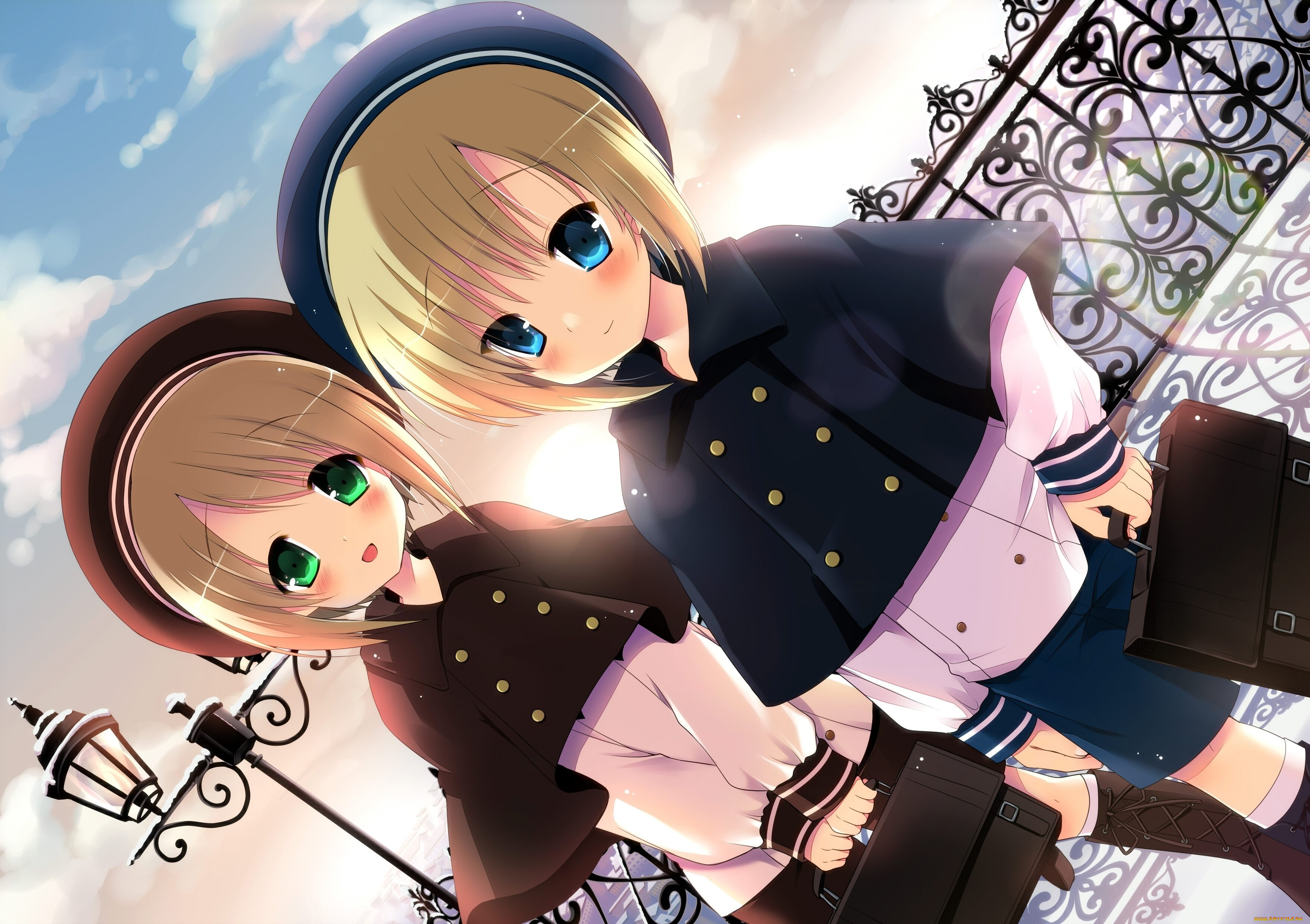 аниме, unknown, , другое, девушки, взгляд, фон