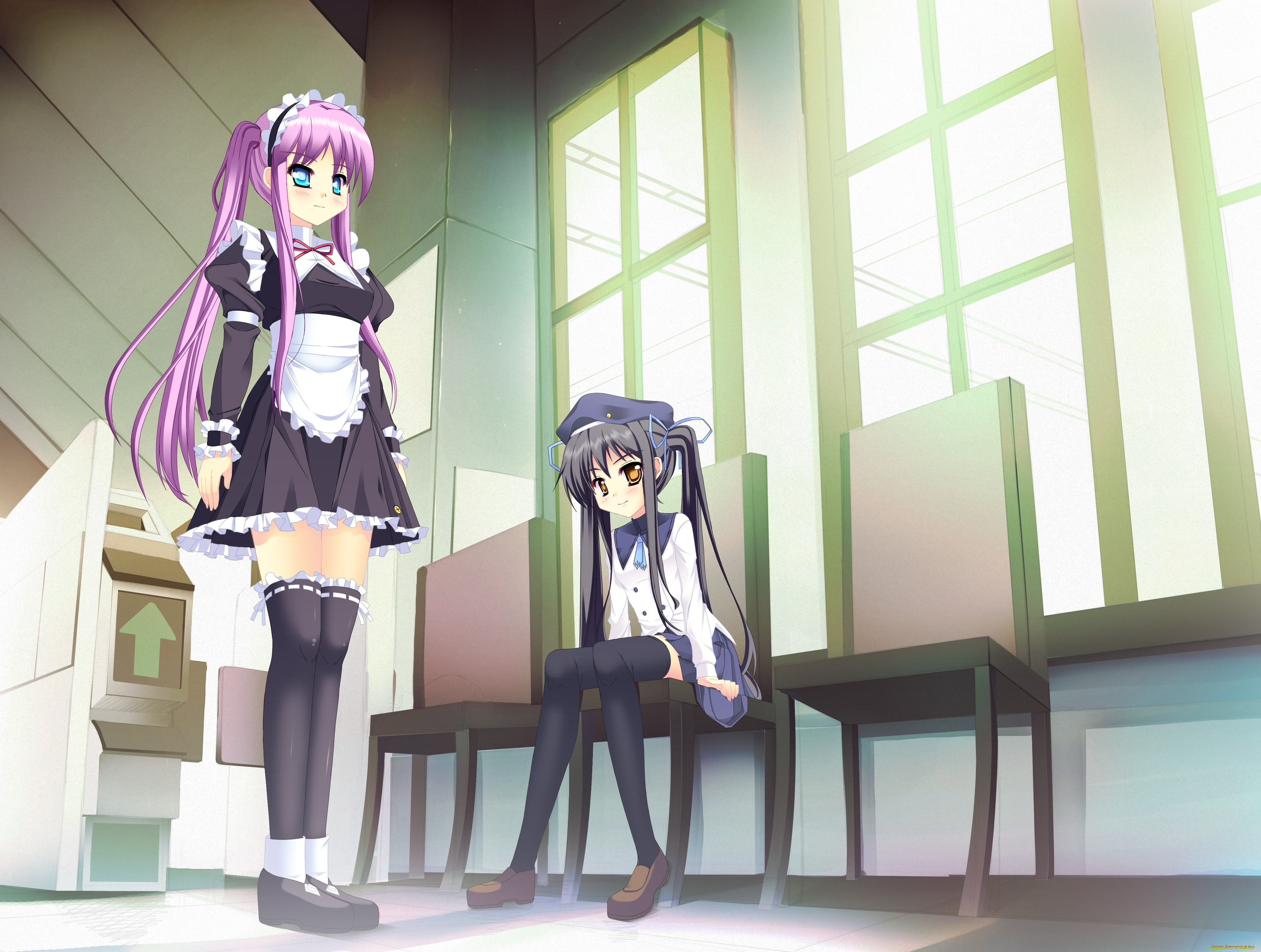 аниме, unknown, , другое, девушки, взгляд, фон