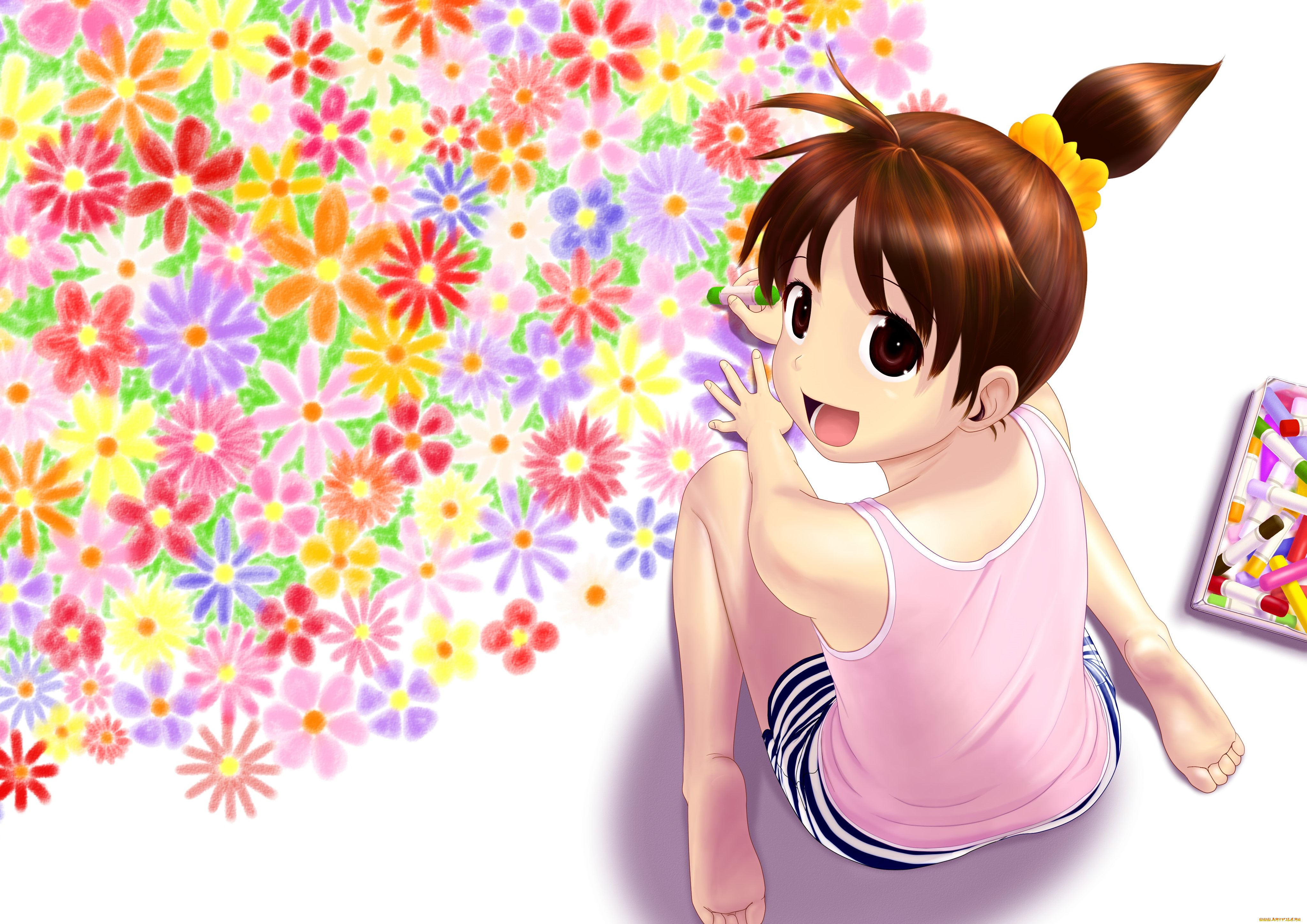 аниме, unknown, , другое, девушка, взгляд, фон