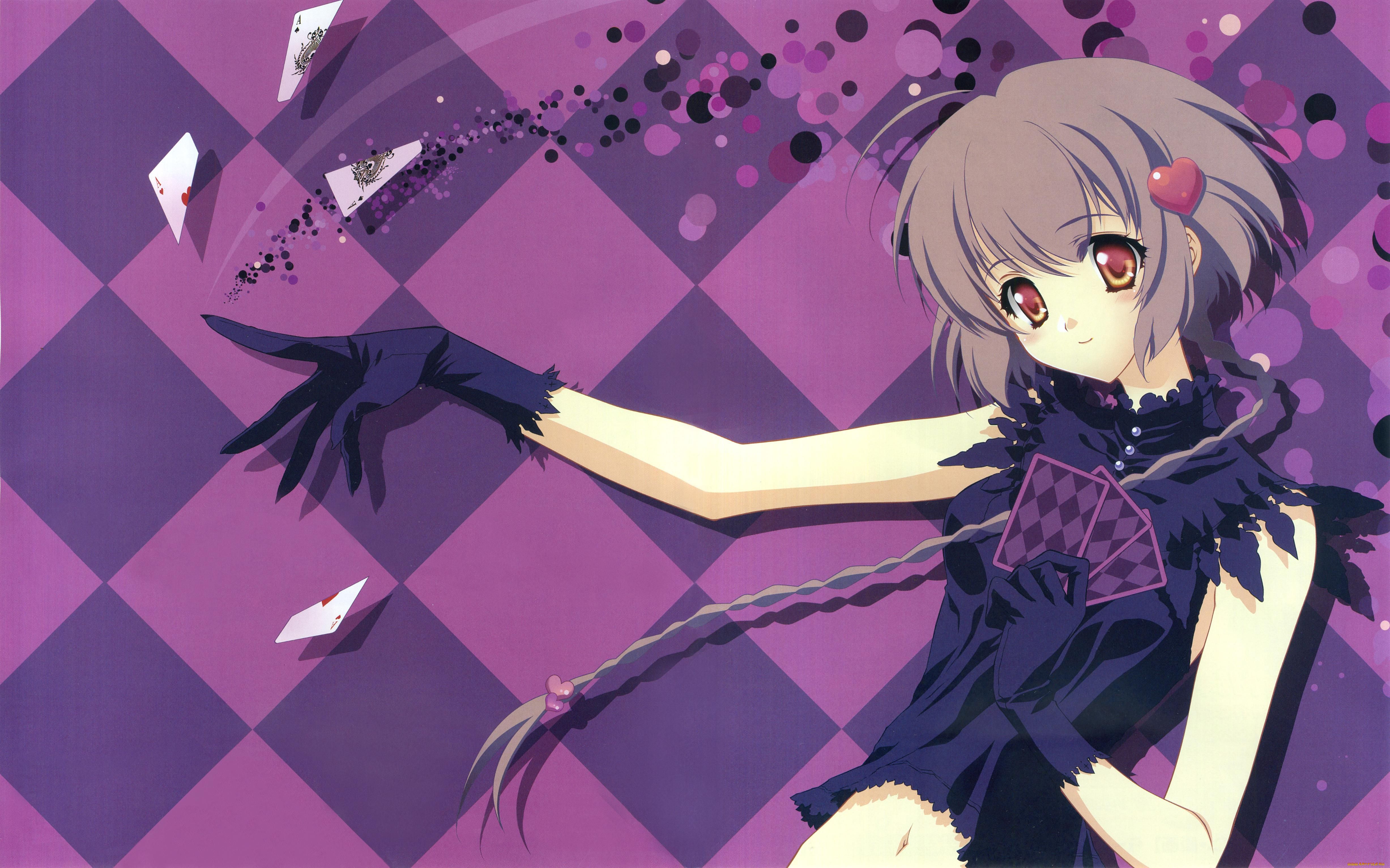 parasol, аниме, девушка, взгляд, фон