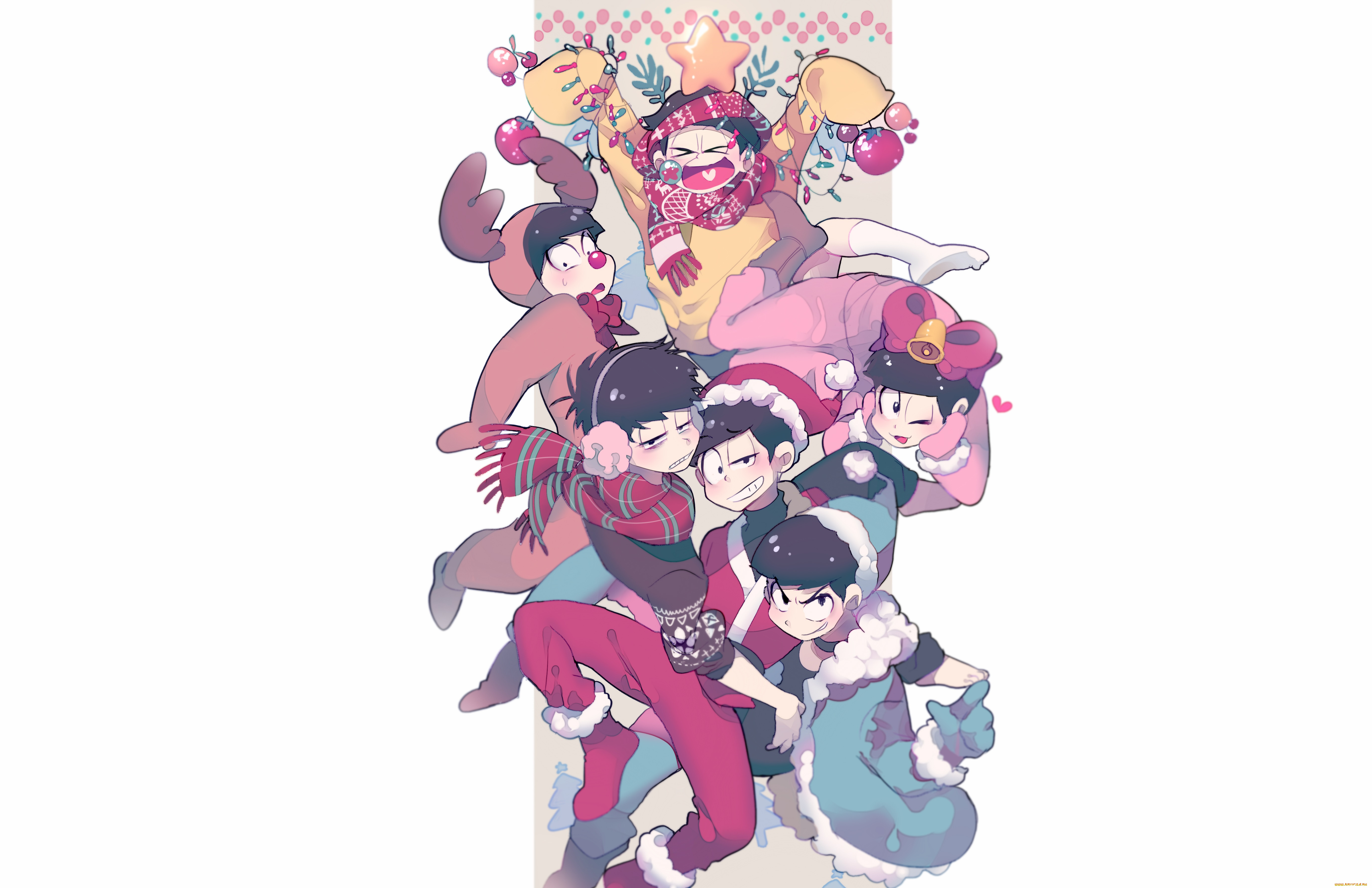 аниме, osomatsu-san, мальчики