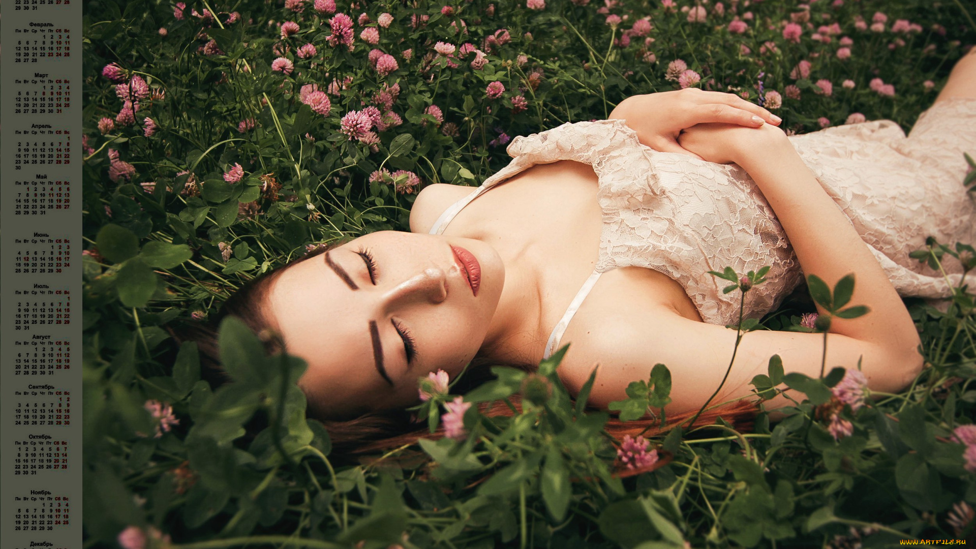 календари, девушки, 2018, цветы