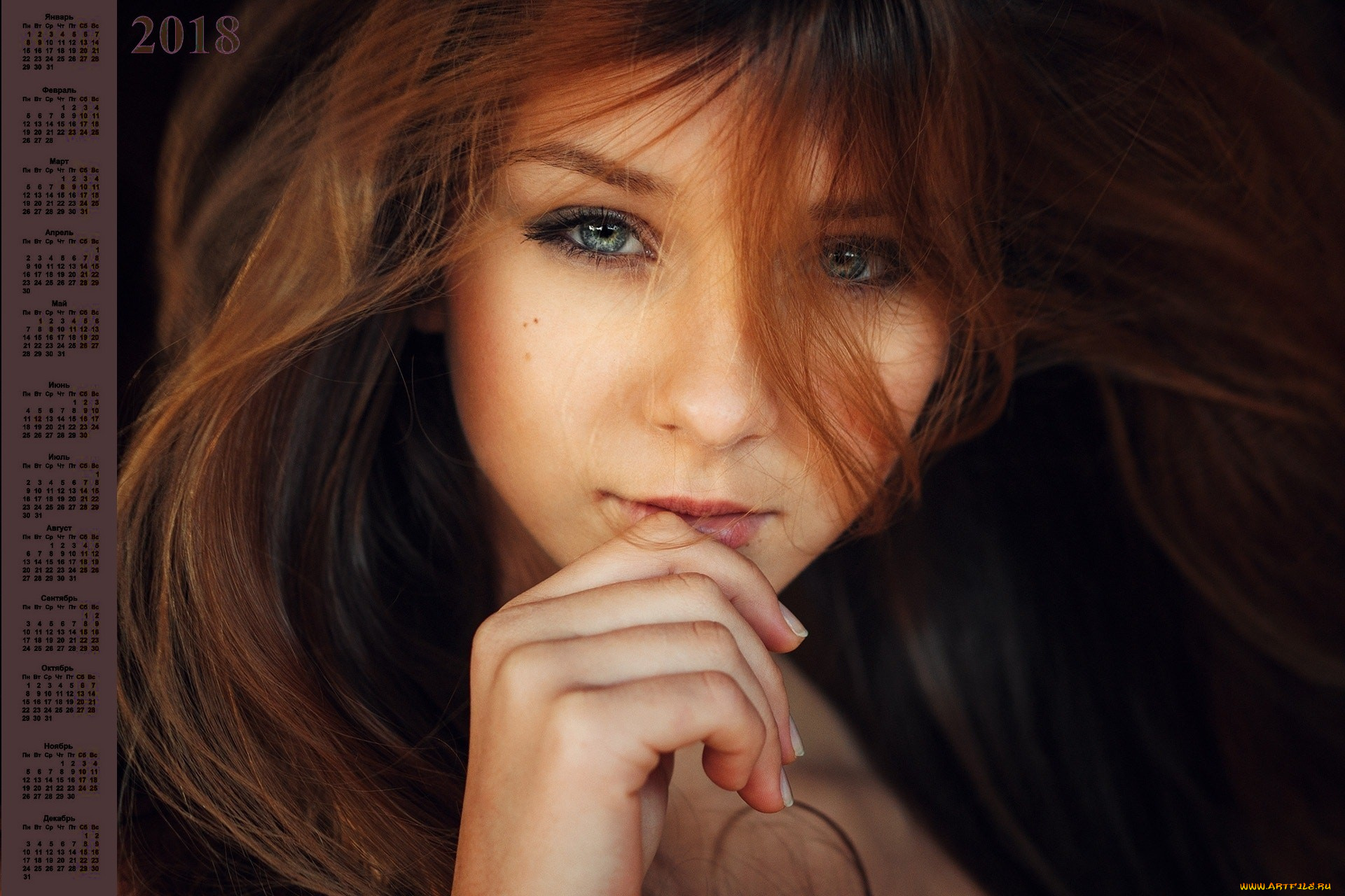 календари, девушки, лицо, 2018, взгляд