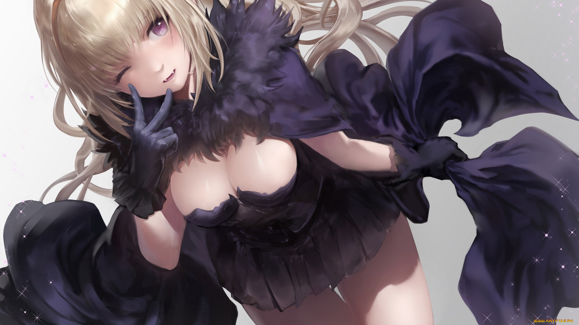 аниме, unknown, , другое, , haori, iori, original, cape, breasts, blonde, hair