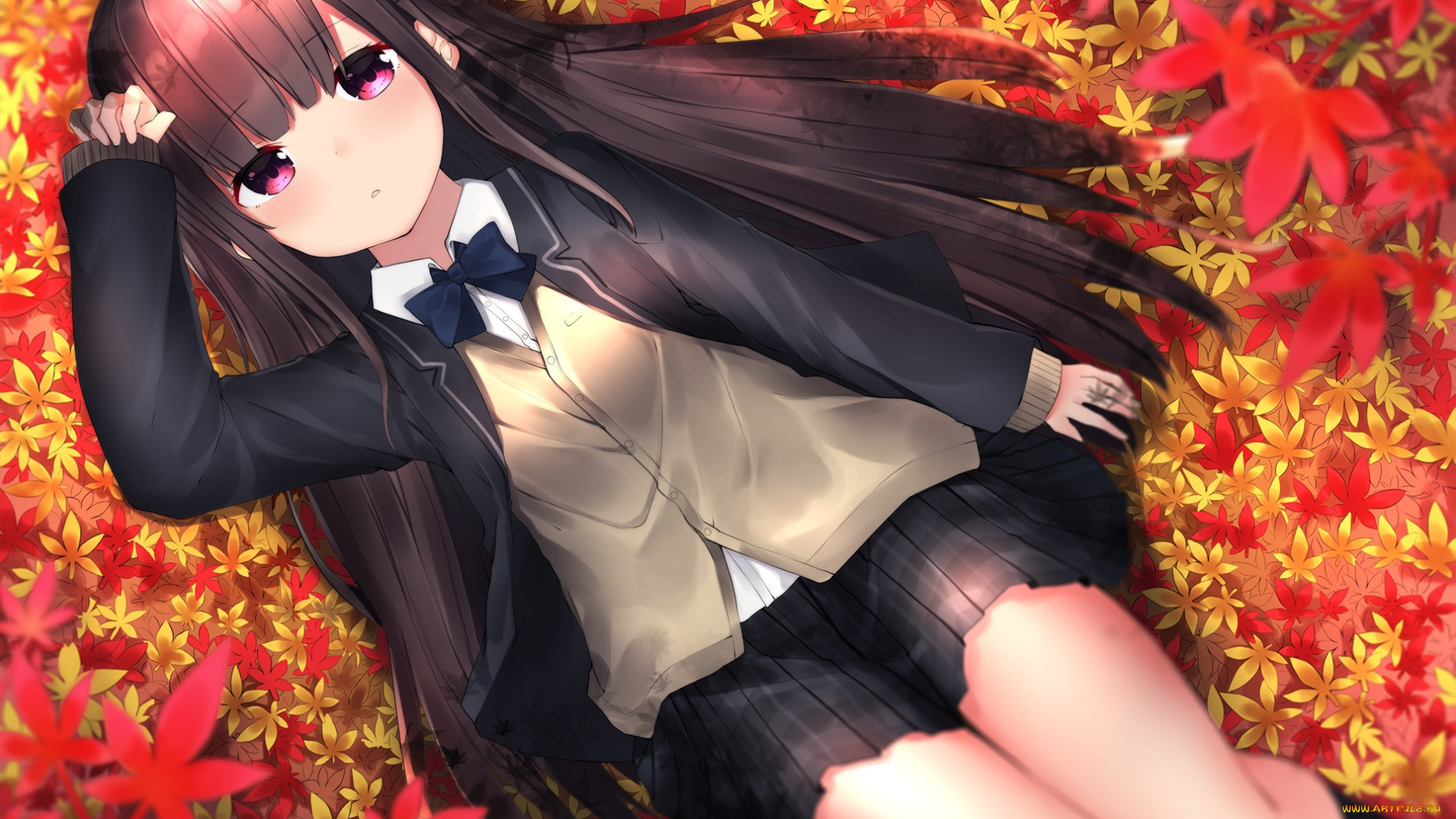 аниме, unknown, , другое, , neku, original, blush, autumn, draw