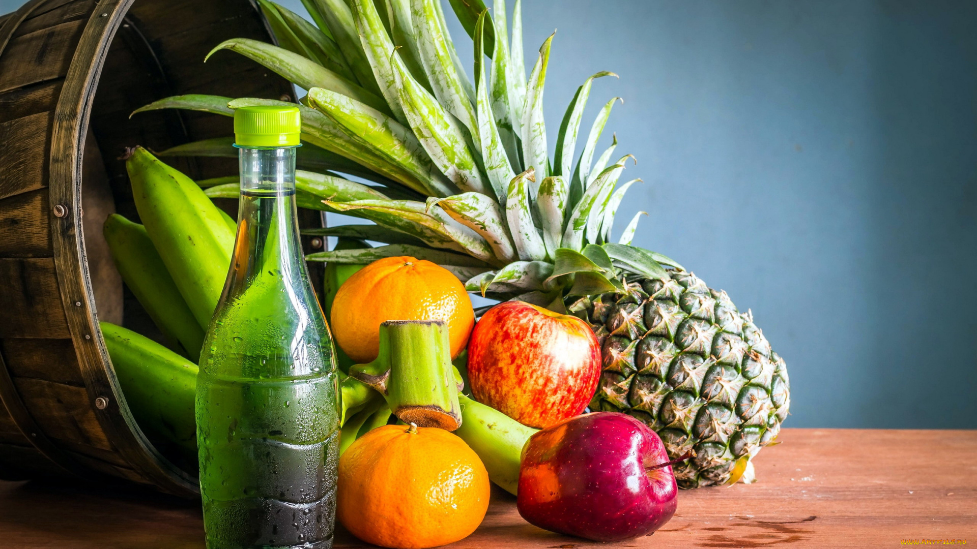 еда, фрукты, , ягоды, ананас, бананы, яблоки, мандарины