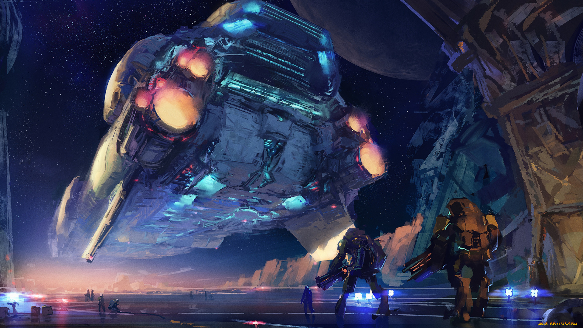 фэнтези, космические, корабли, , звездолеты, , станции, корабль, роботы, фантастика, арт, sci-fi, небо, звезды