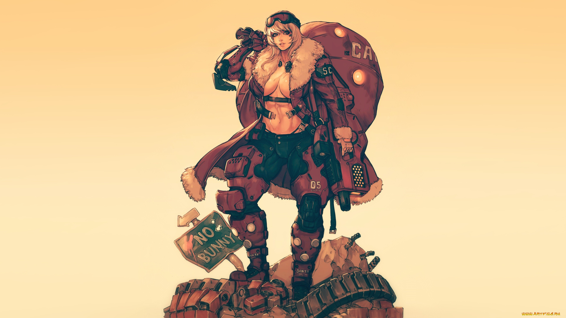 праздничные, дед, мороз, , санта, клаус, девушка, минимализм, fantasy, арт, art, merry, christmas, секси