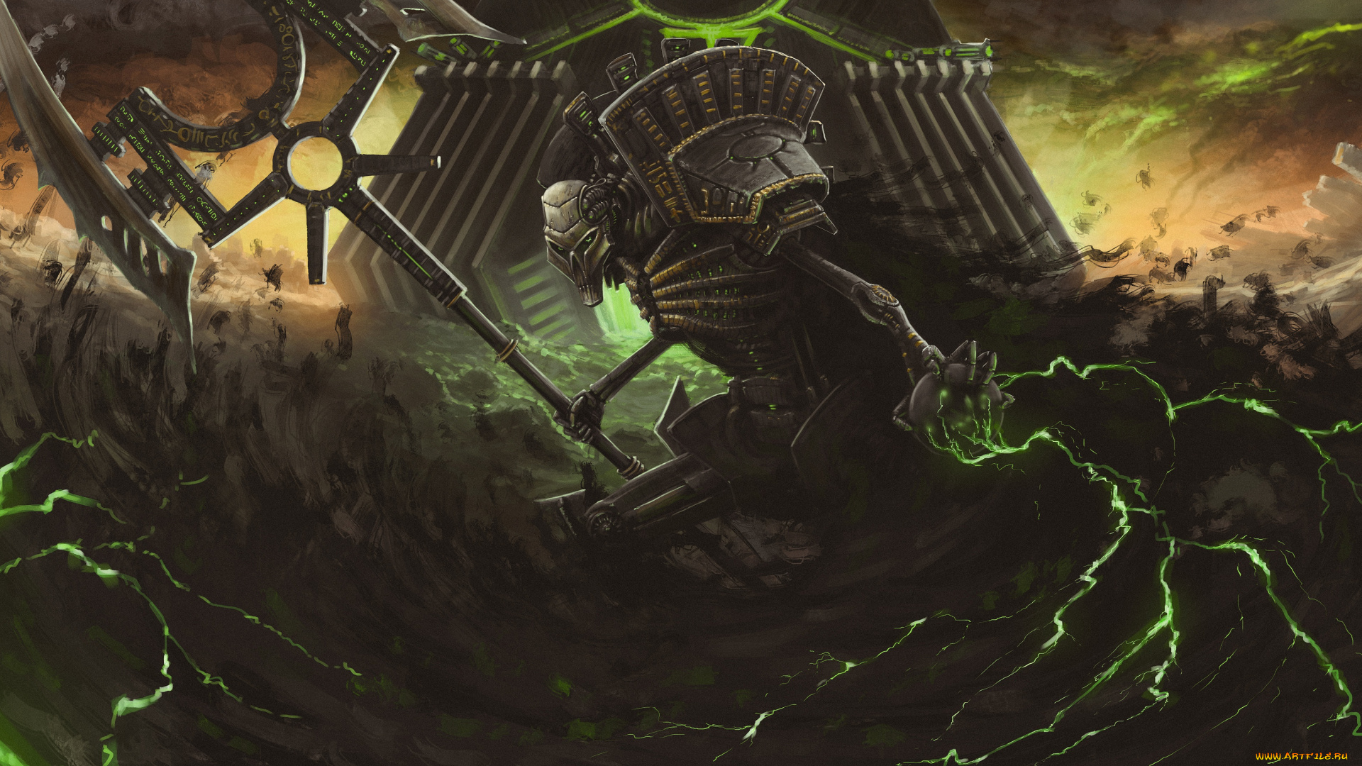 видео, игры, warhammer, 40, 000, , dawn, of, war, -, dark, crusade, necron, lord, spaceart, by, dmitrii, ustinov, dark, crusade, science, fiction, characters, dawn, of, war, illustration, 40k, warhammer, фантастика, art