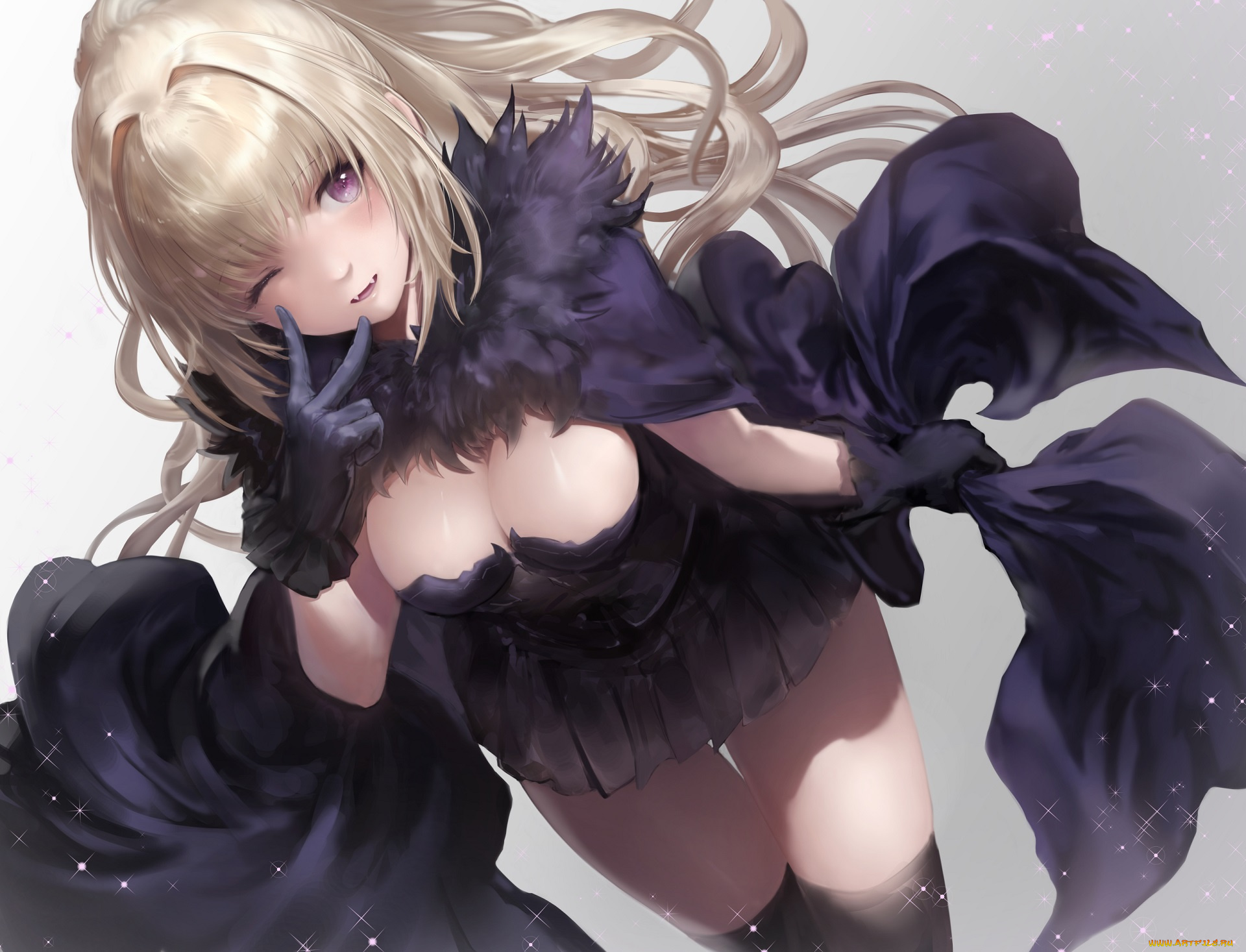 аниме, unknown, , другое, , haori, iori, original, cape, breasts, blonde, hair