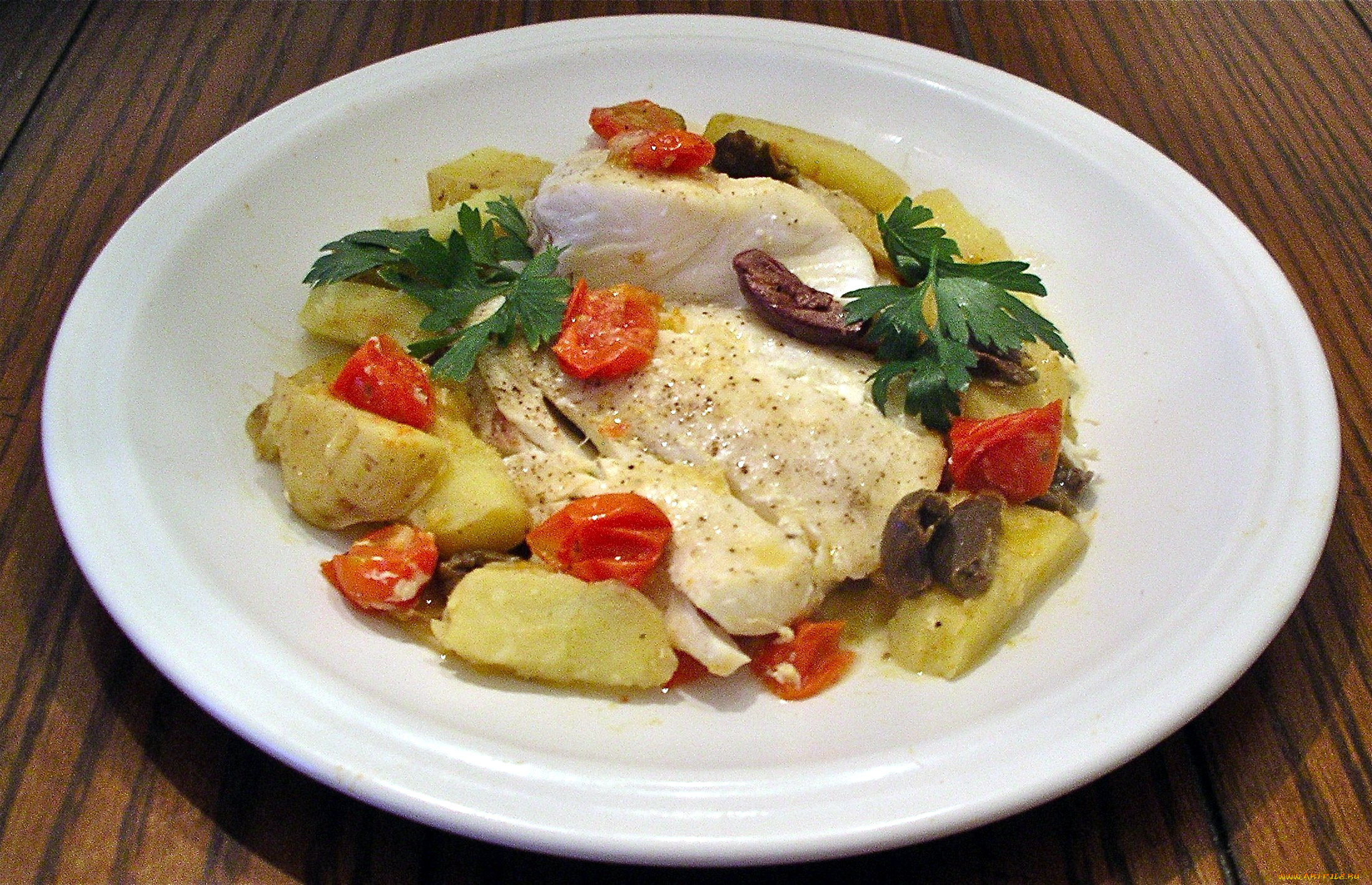 еда, рыбные, блюда, , с, морепродуктами, палтус