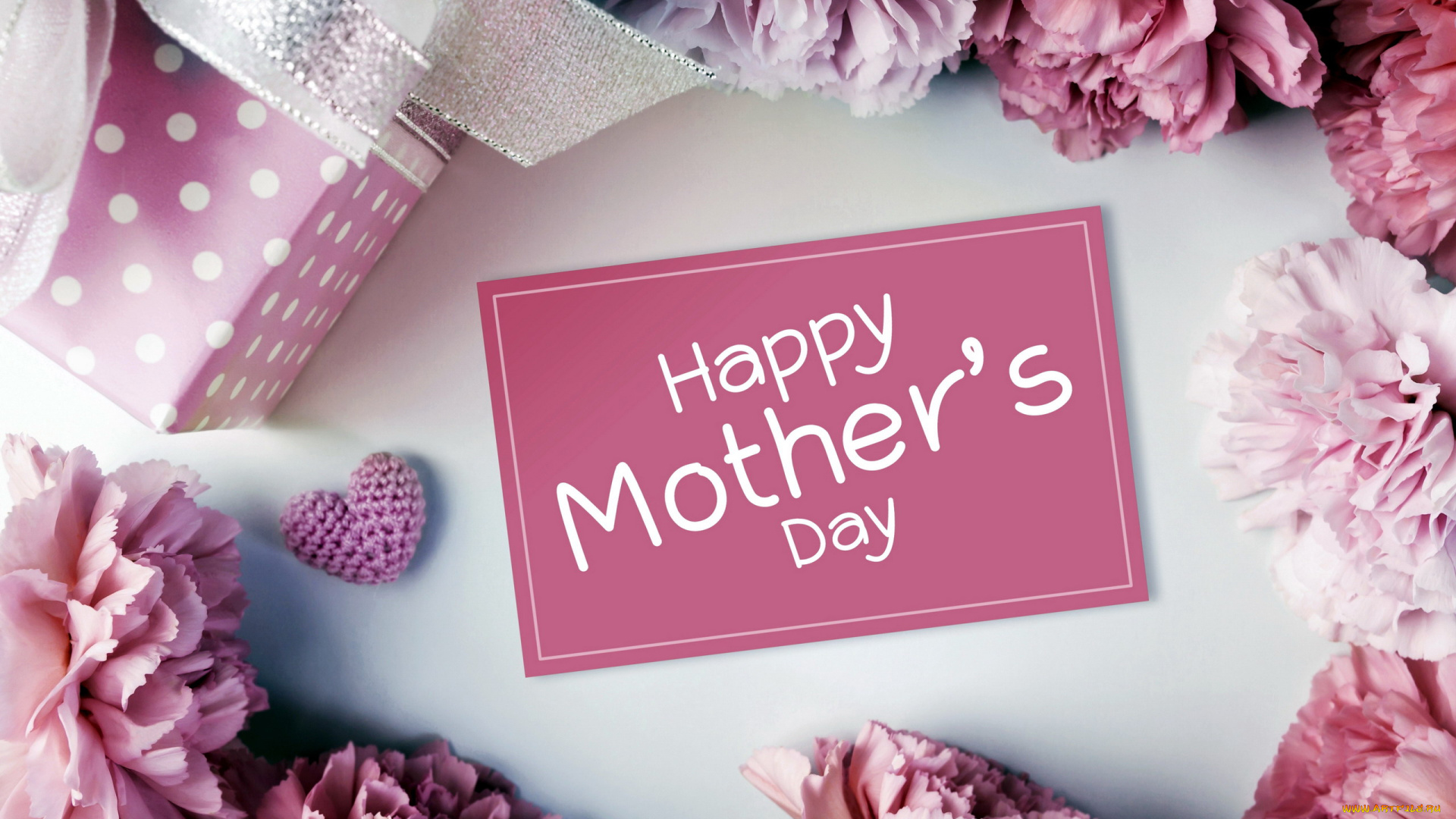 праздничные, день, матери, гвоздика, подарок, бант, надпись, пожелание