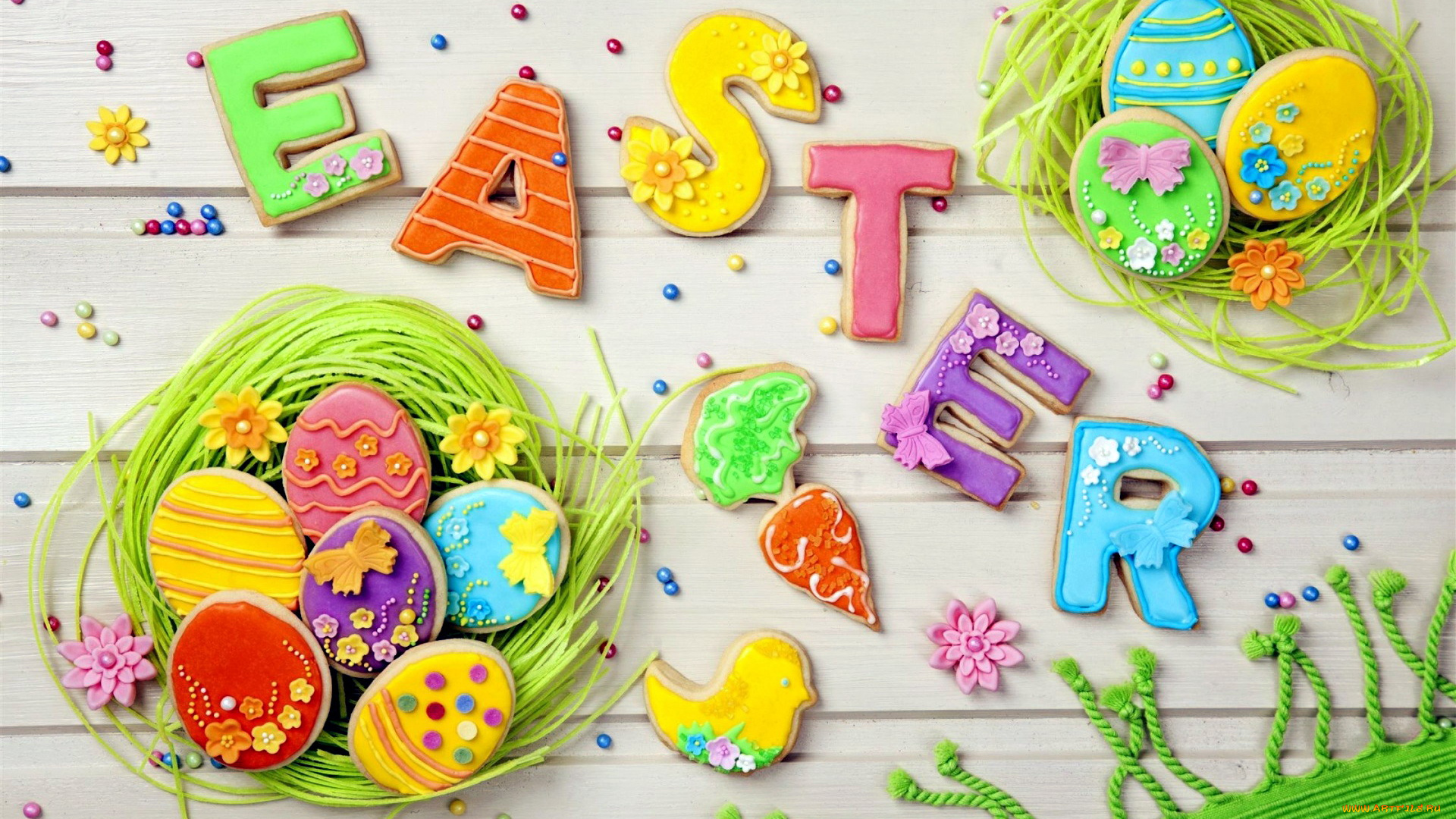 праздничные, пасха, печенье, надпись, пожелание